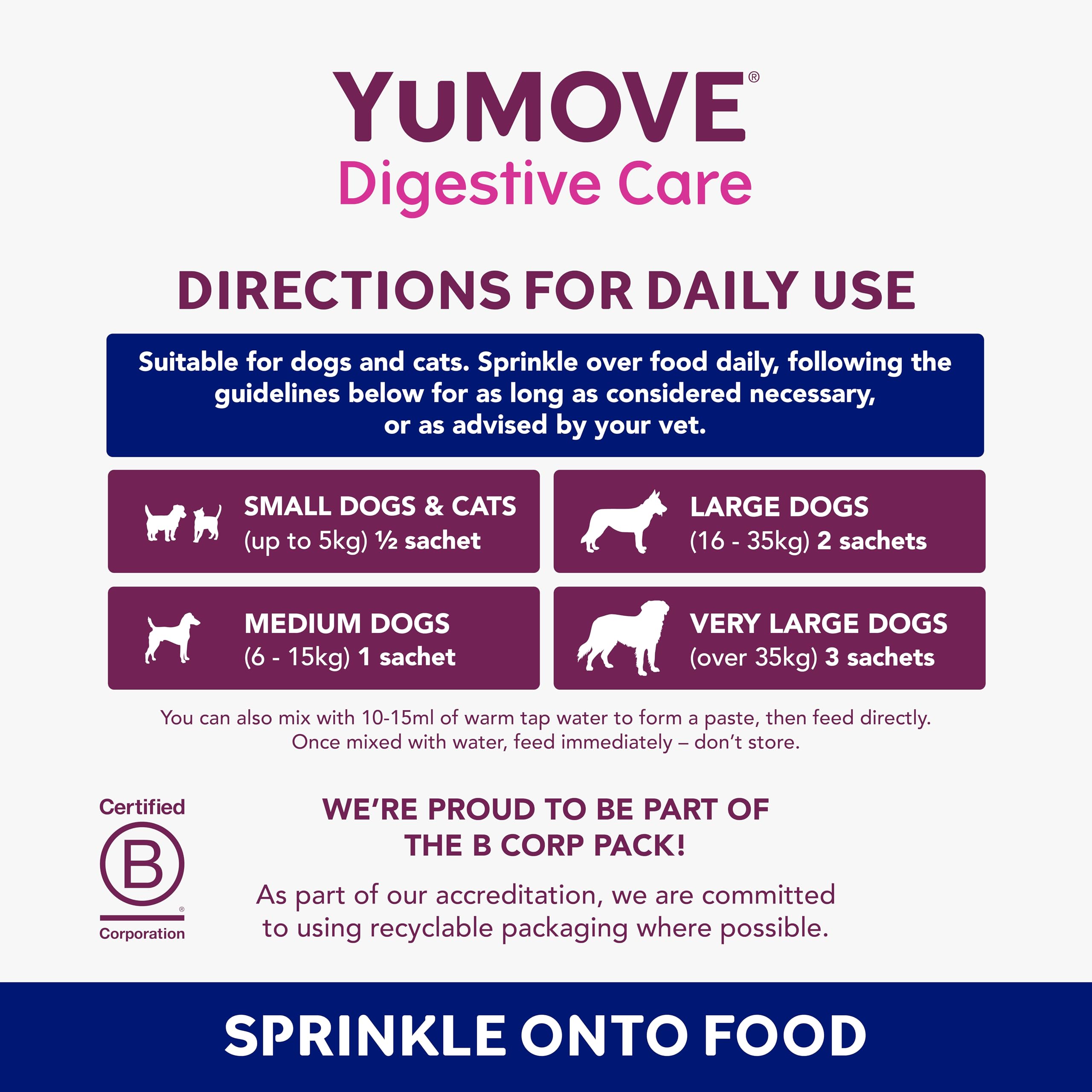 YuMOVE Digestive Care PLUS Pre and Probiotics Supplement for Dogs & Cats | 60 Sachets | Powder Form 4