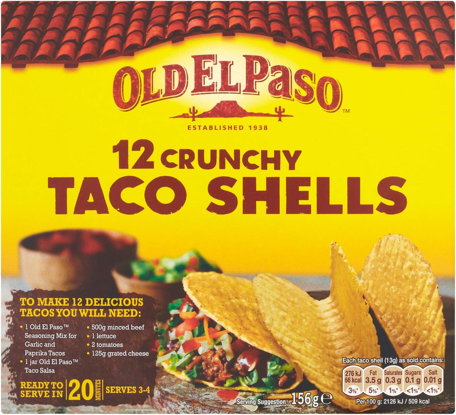 Old El Paso Original Harte und knusprige Taco-Schalen, 156 g (8er-Packung) 5