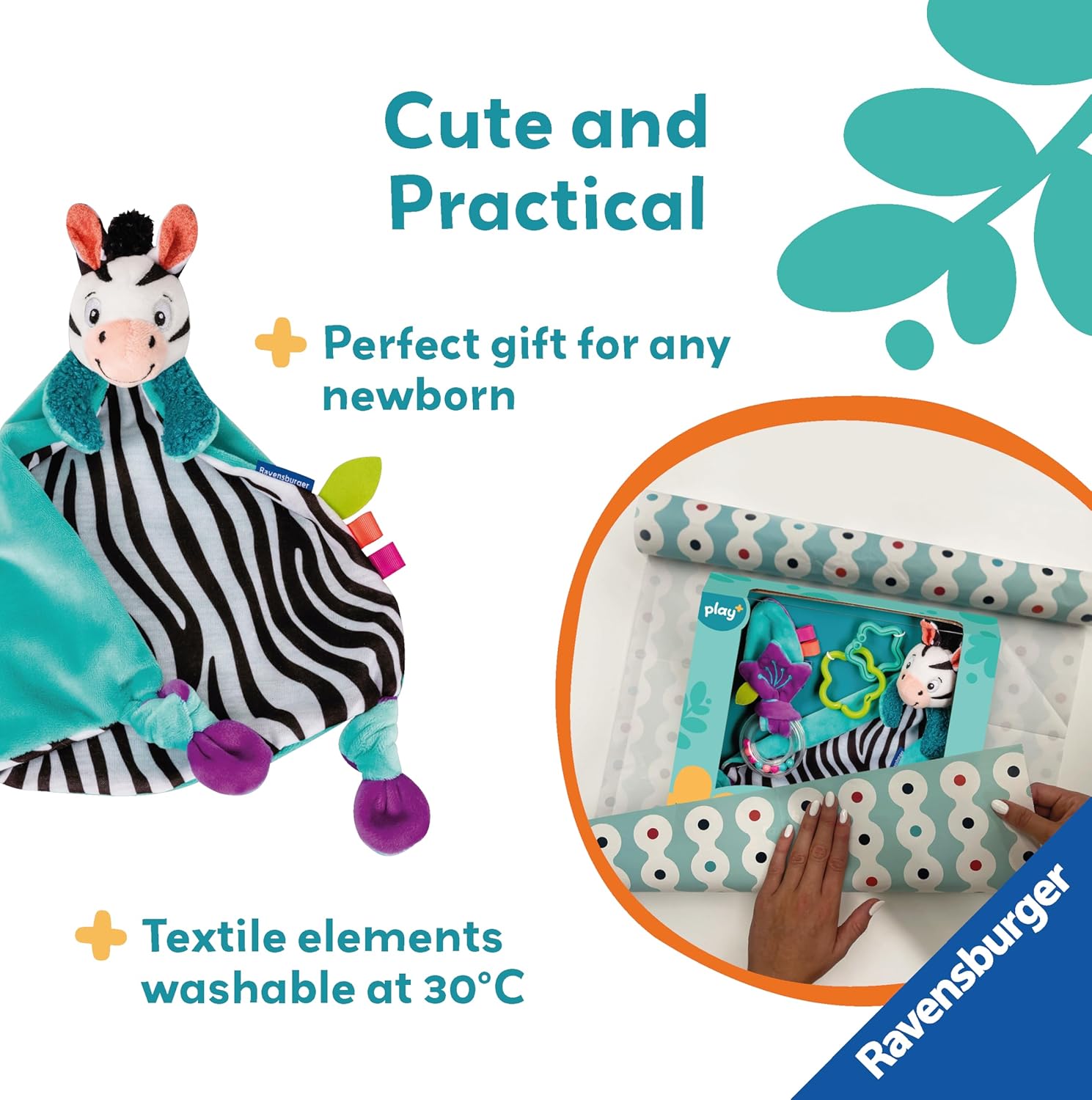 Ravensburger Play+ My First Snuggle Friend Zebra - Baby Toy Set for 0 Months Up 2