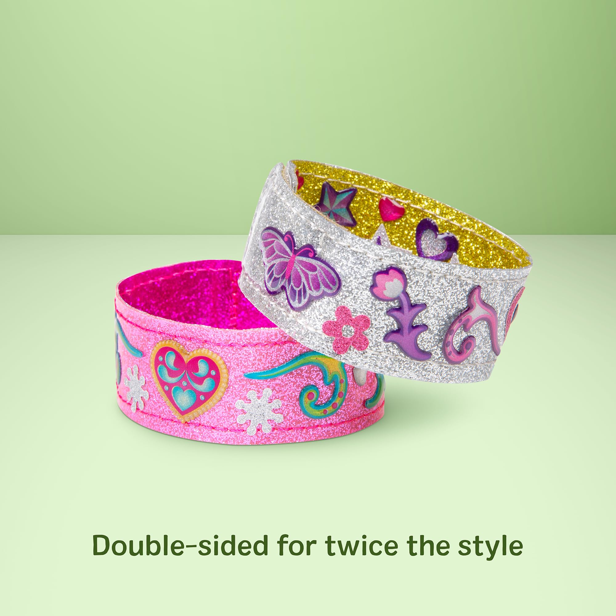 Melissa & Doug Design-Your-Own Bracelets Craft Kit | 4 Reversible Bracelets | 100+ Stickers | Ages 4-7 4