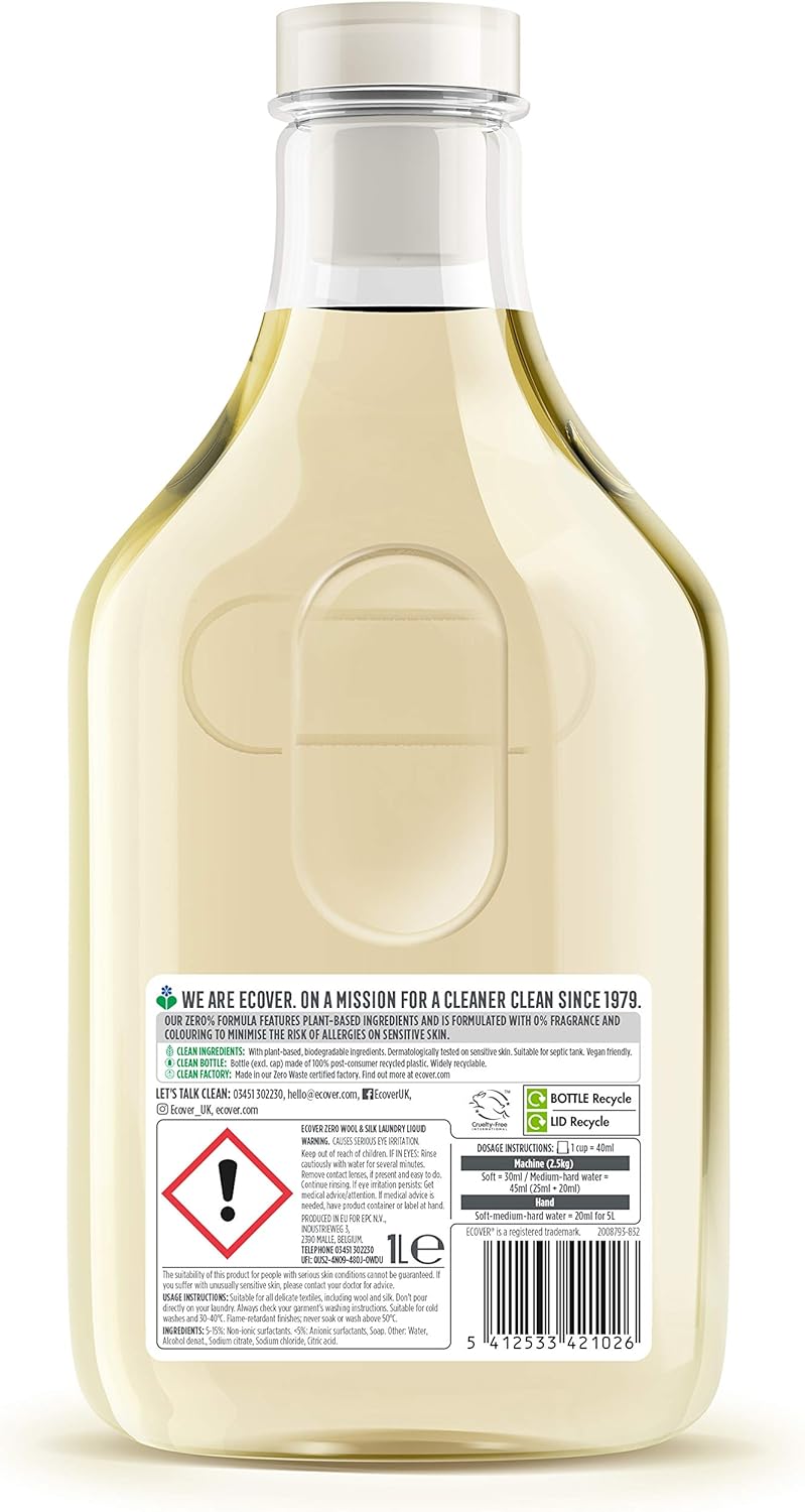 Ecover Zero Delicate Laundry Liquid for Sensitive Skin, 1L