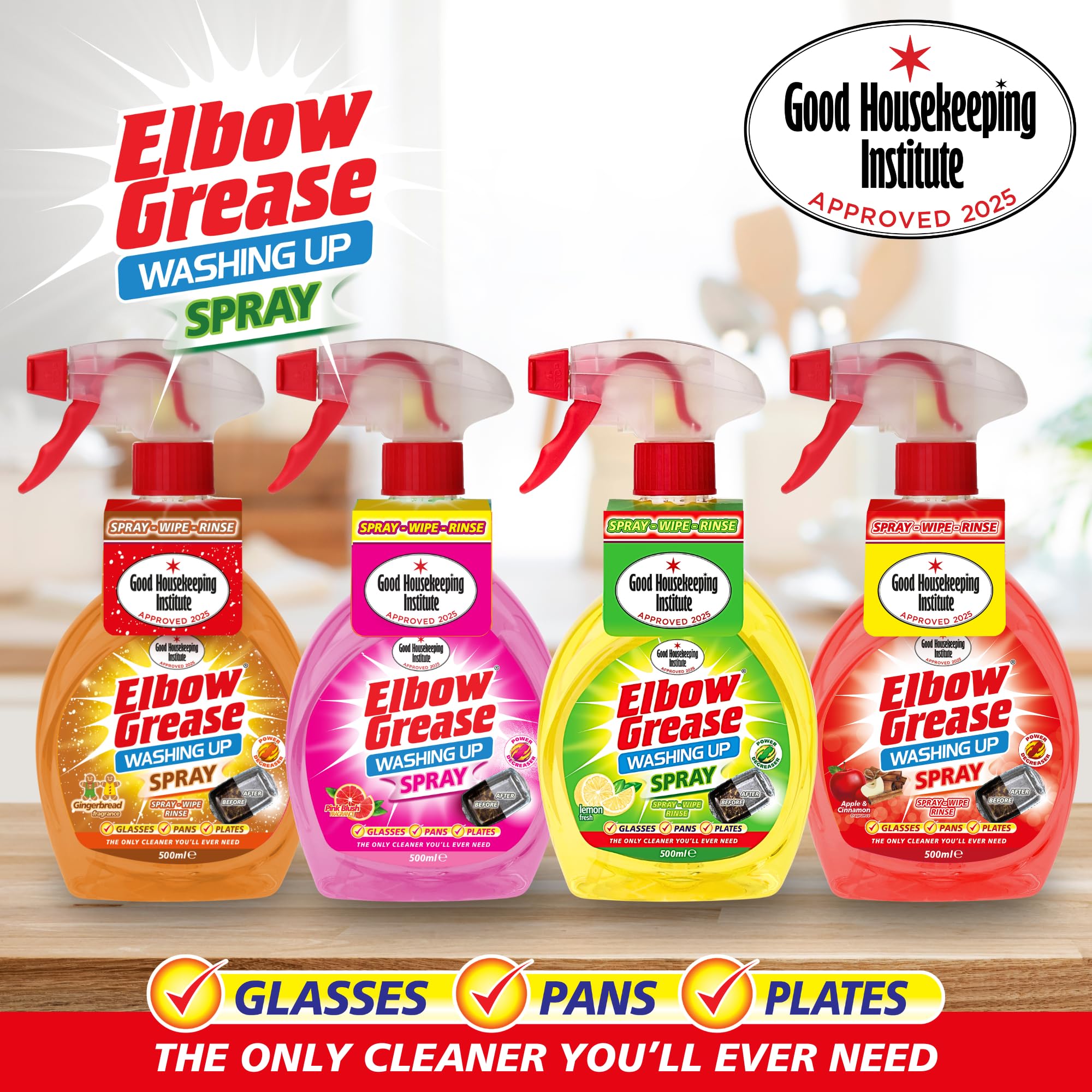 Elbow Grease Washing Up Spray - Fast-Acting Degreaser | 500ml Pink Grapefruit 2