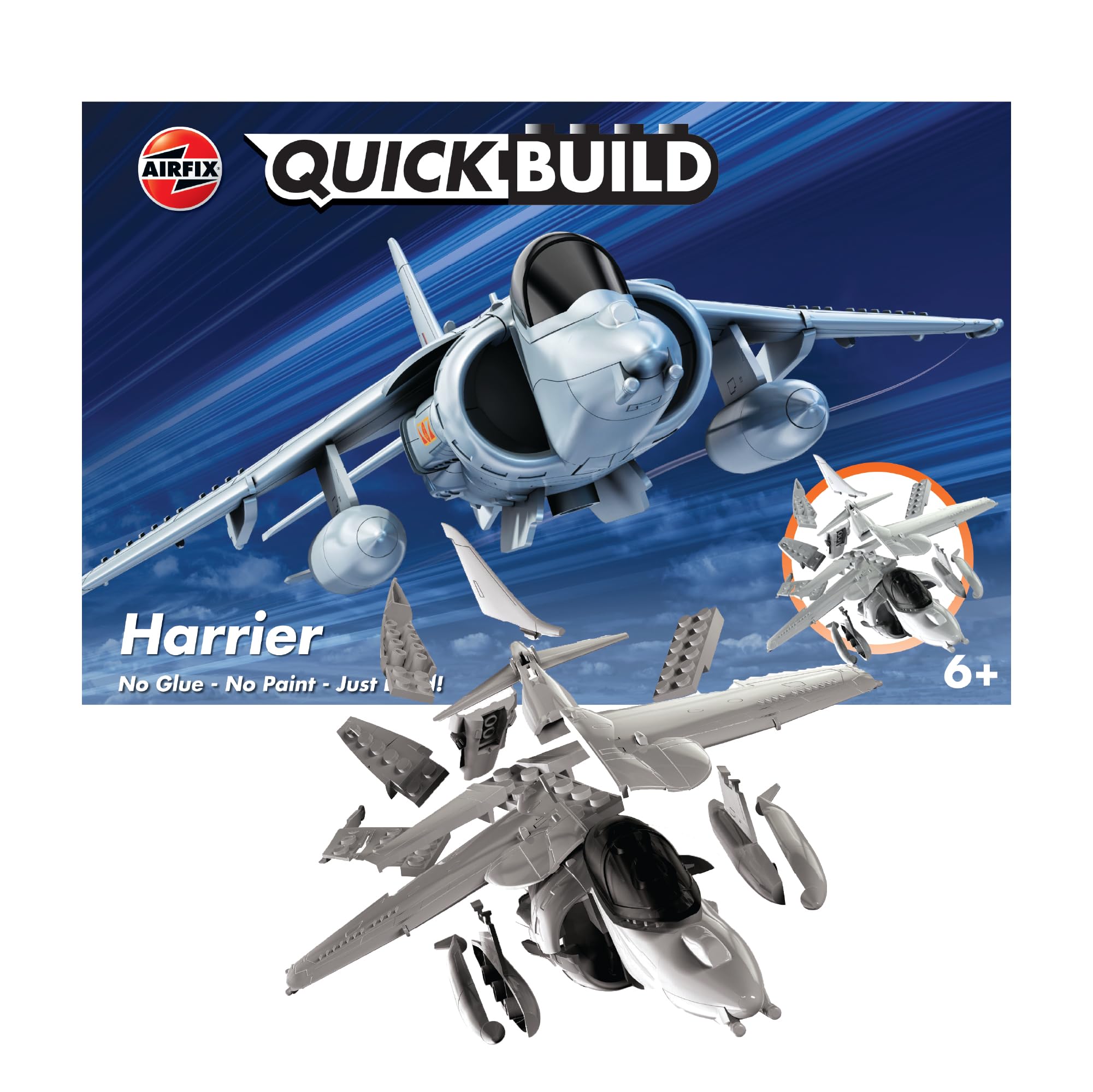Airfix QUICKBUILD Harrier Model Kit - Snap-Together Fighter Jet for Kids 6+ 1