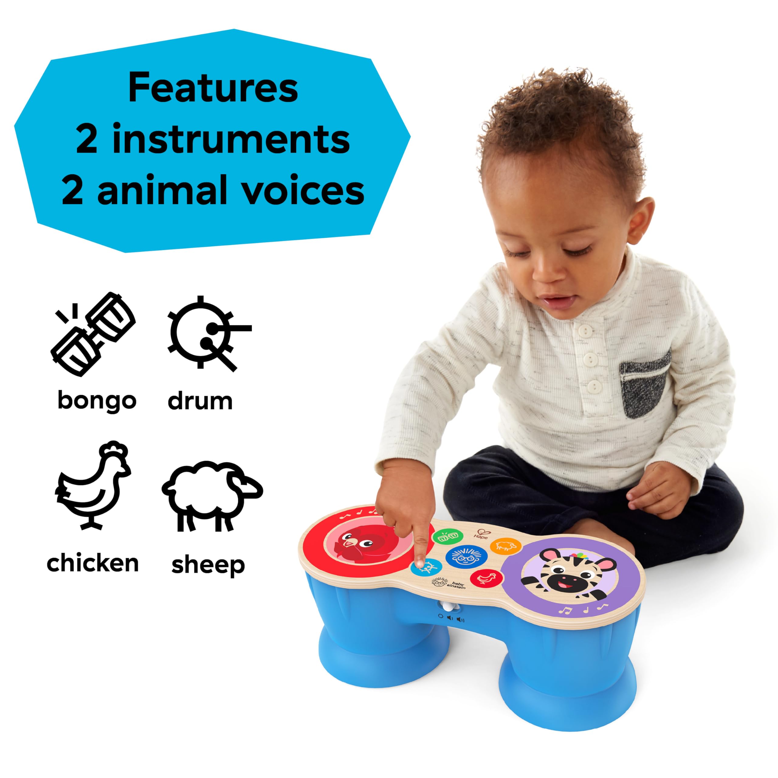 Baby Einstein Upbeat Tunes Magic Touch Drum - Wooden Musical Toy for Toddlers 6-36 Months 4