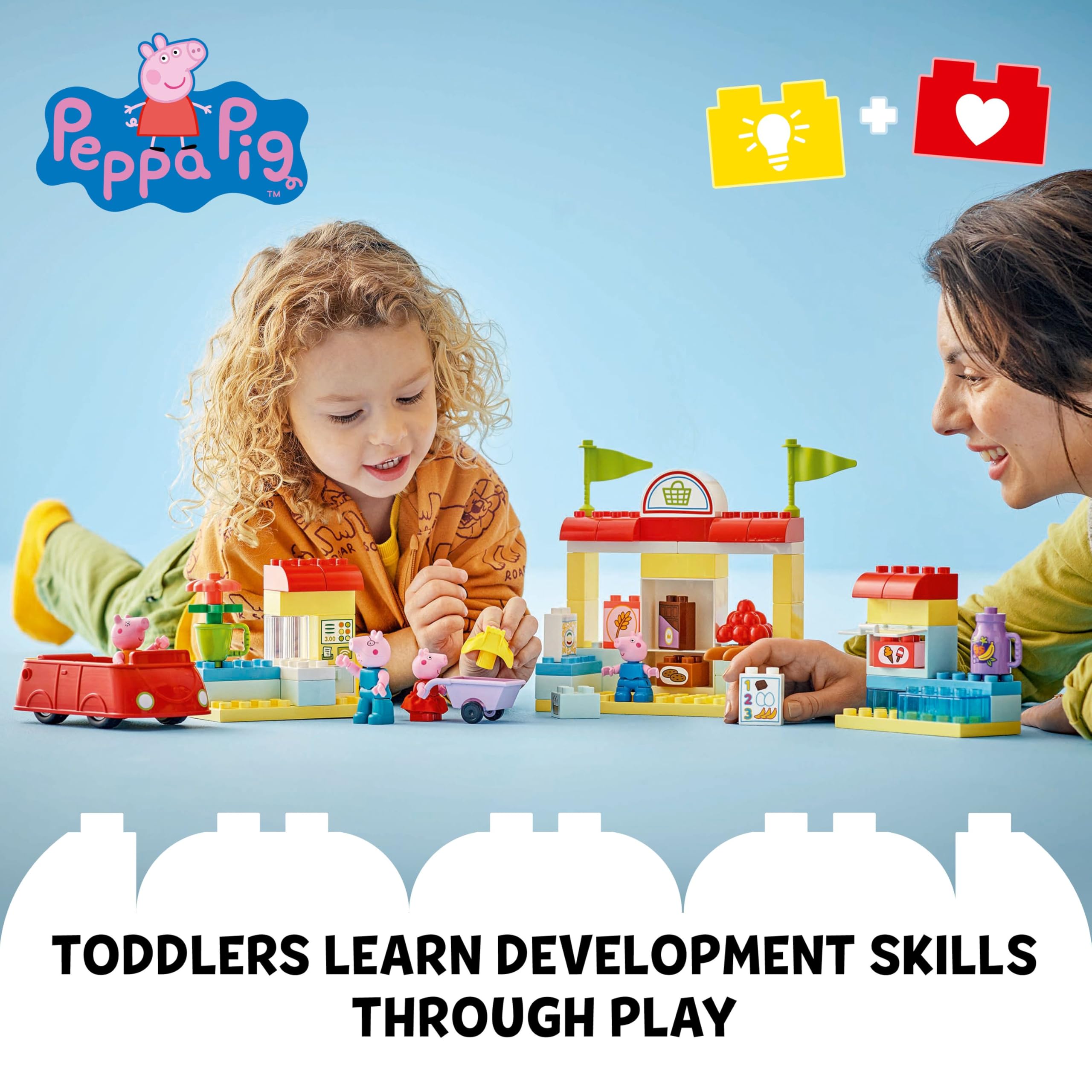LEGO DUPLO Peppa Pig Supermarket Playset with Car and 4 Figures for Toddlers 2+ 8