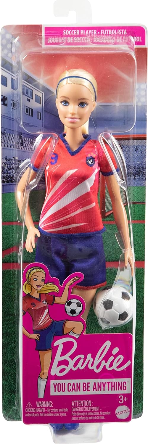 Barbie Soccer Doll - Blonde Ponytail, #9 Uniform, Soccer Ball & Cleats, Ages 3+ 6