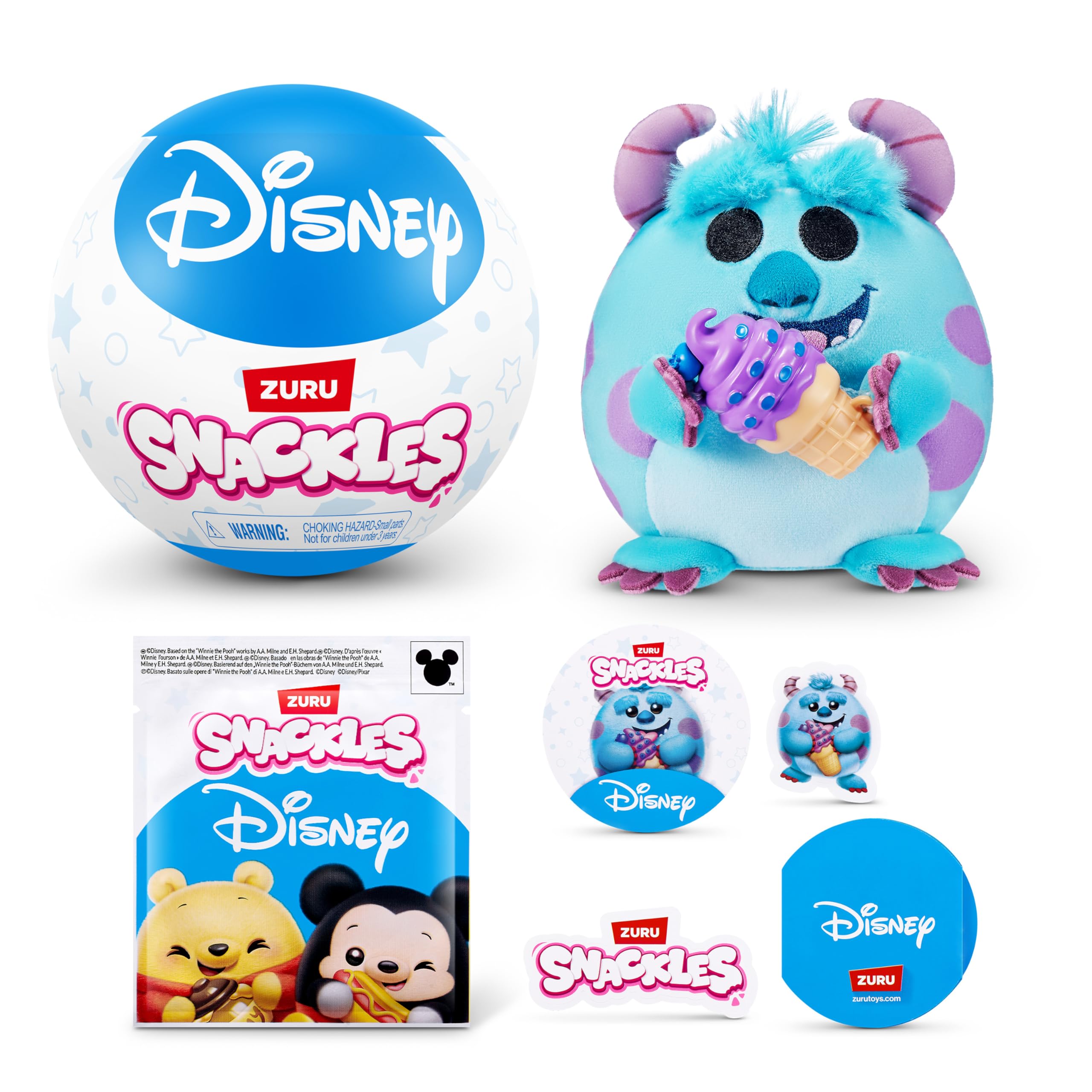 Snackles Disney 5-inch Plush with Snack - Super-Soft Huggable Stuffed Toy 1