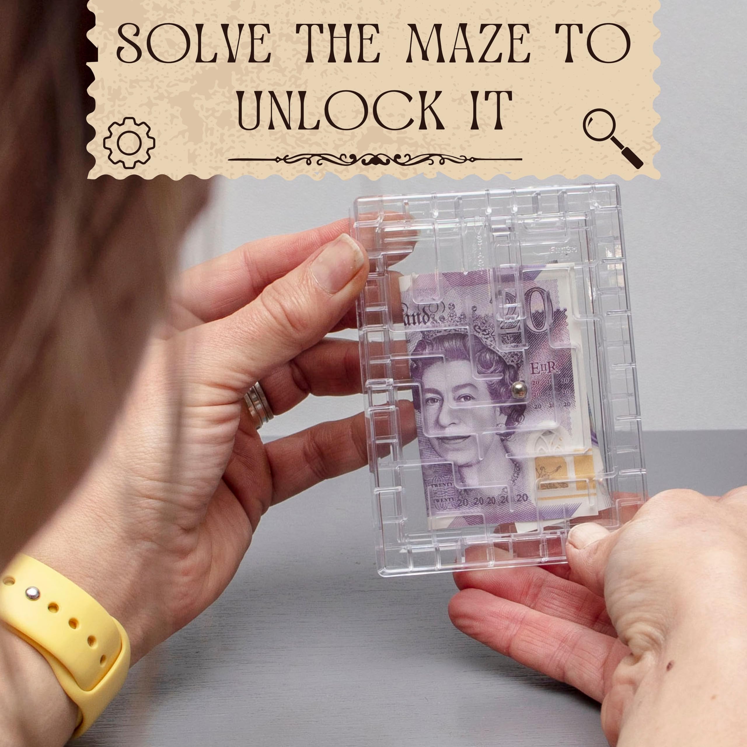 Boxer Gifts Escape Maze Money Puzzle Box for Gift Cards and Cash - Clear Plastic Brain Teaser Challenge 3