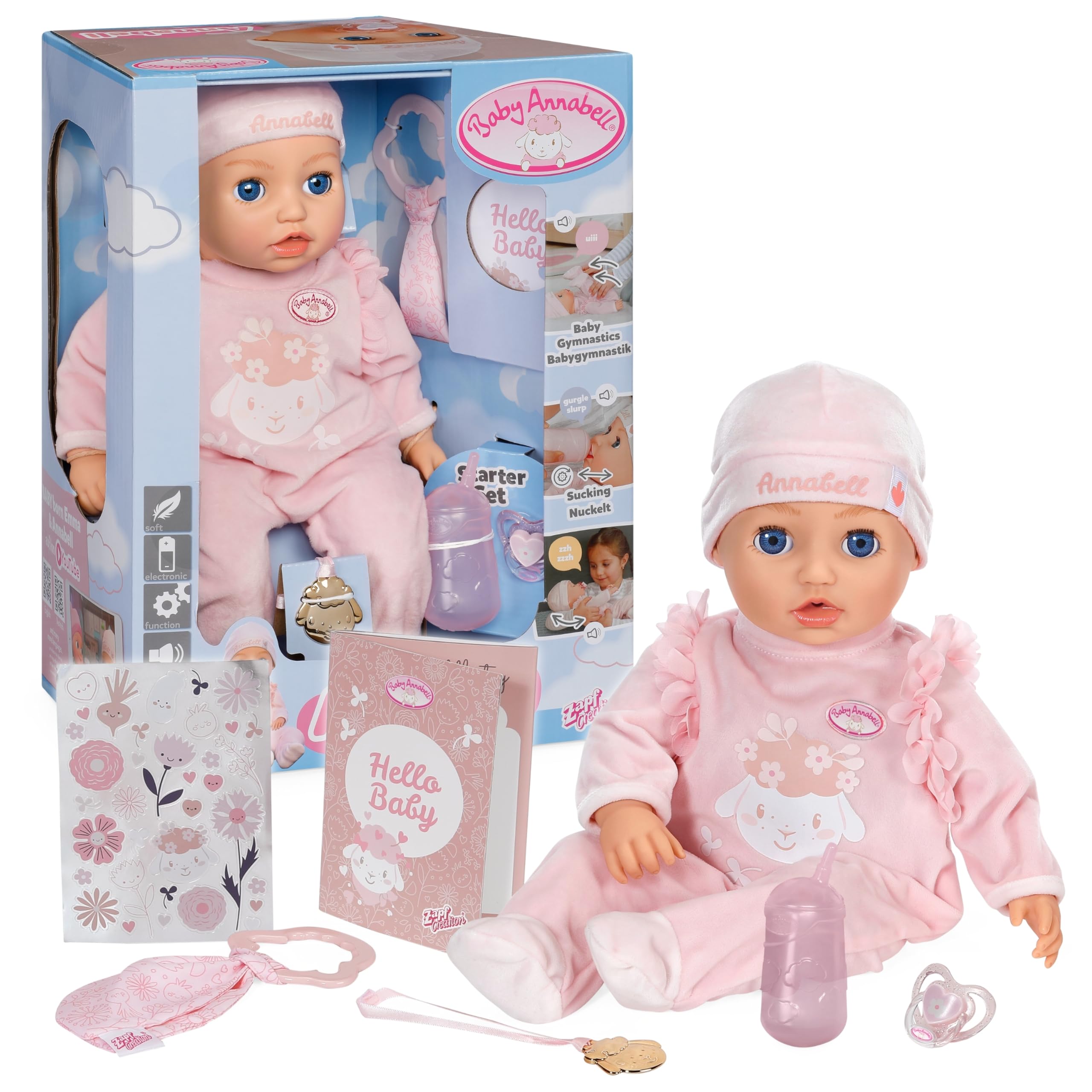 Baby Annabell Active Annabell 43cm - Interactive Soft-Bodied Baby Doll with Realistic Sounds & Movements