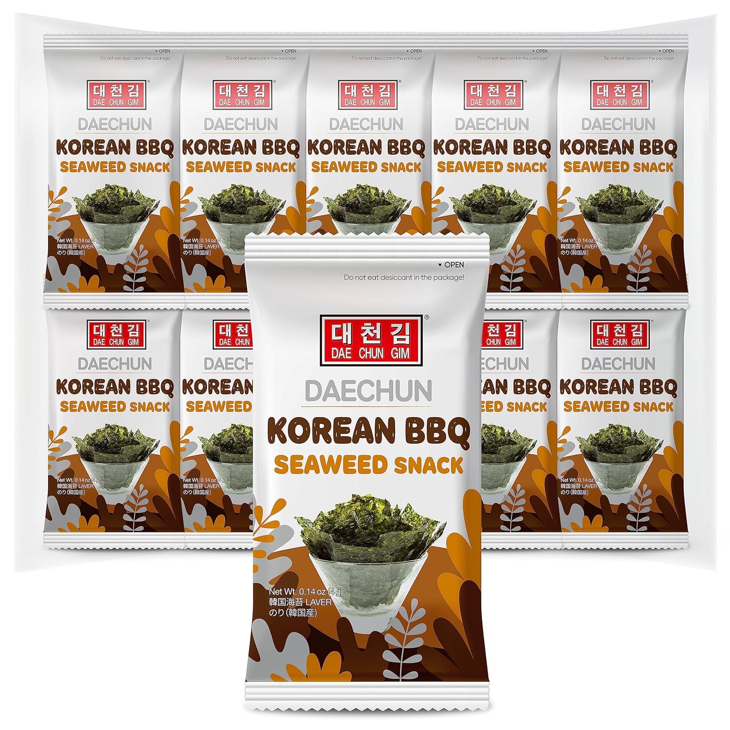 Choi Korean BBQ Seaweed Snacks - Daechun (Pack of 20) - Keto, Gluten Free, Roasted Seaweed Sheets 1