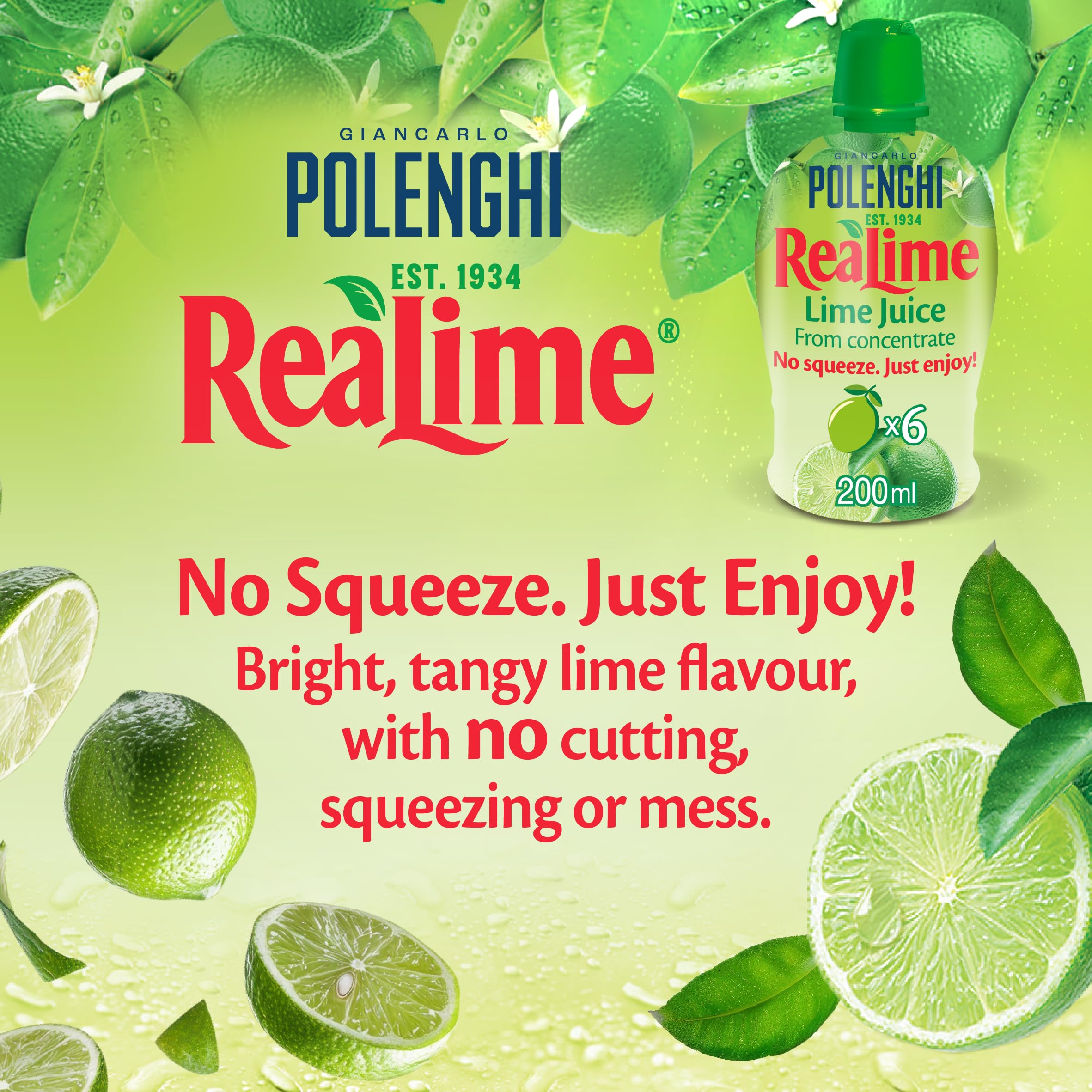 GIANCARLO POLENGHI ReaLime Lime Juice - 6 x 200ml Pack | Ready to Use | For Cooking & Drinks 3