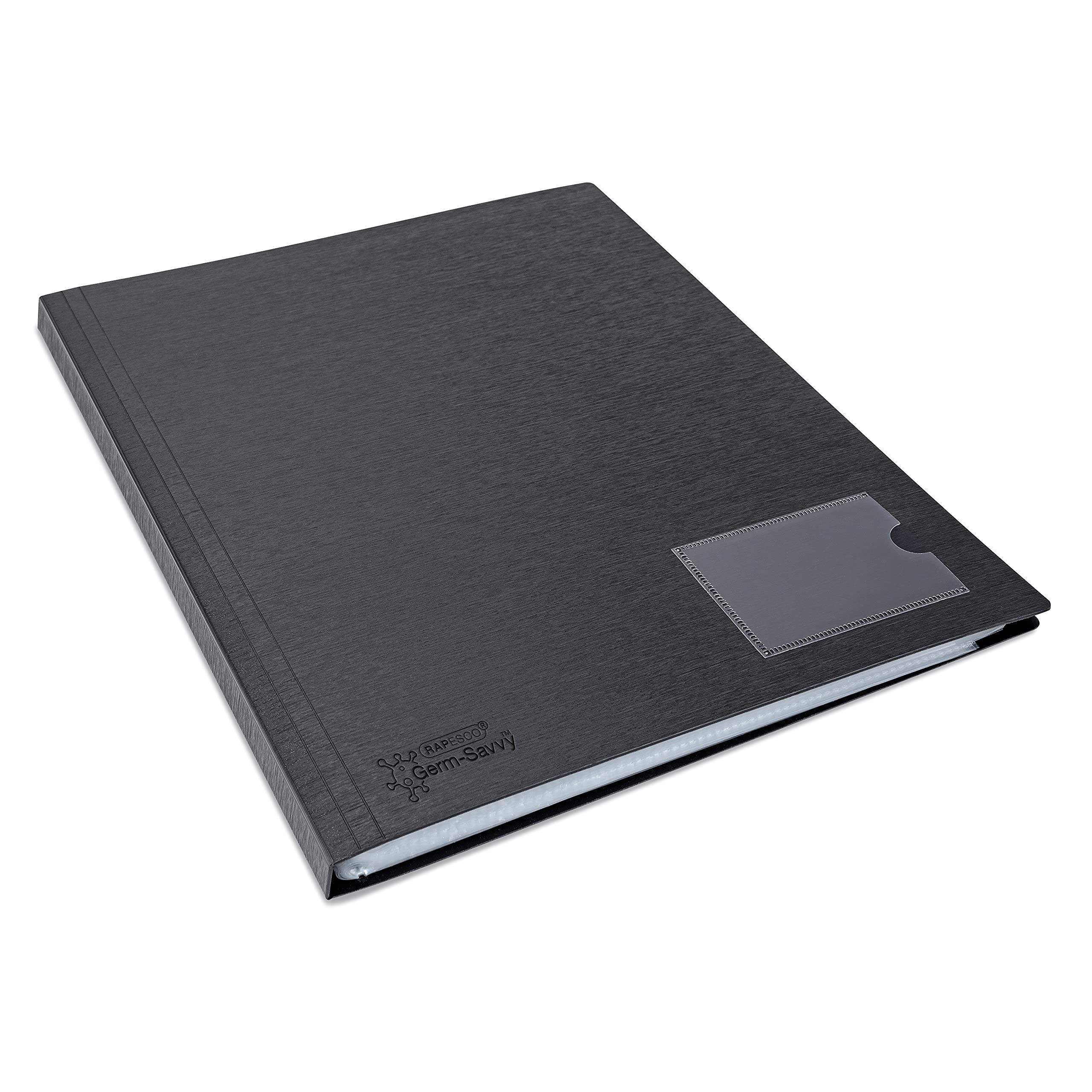 RAPESCO 1650 Germ-Savvy Antibacterial Hardcover Polypropylene Presentation Display Book | A4 | 36 Pockets | Black 1