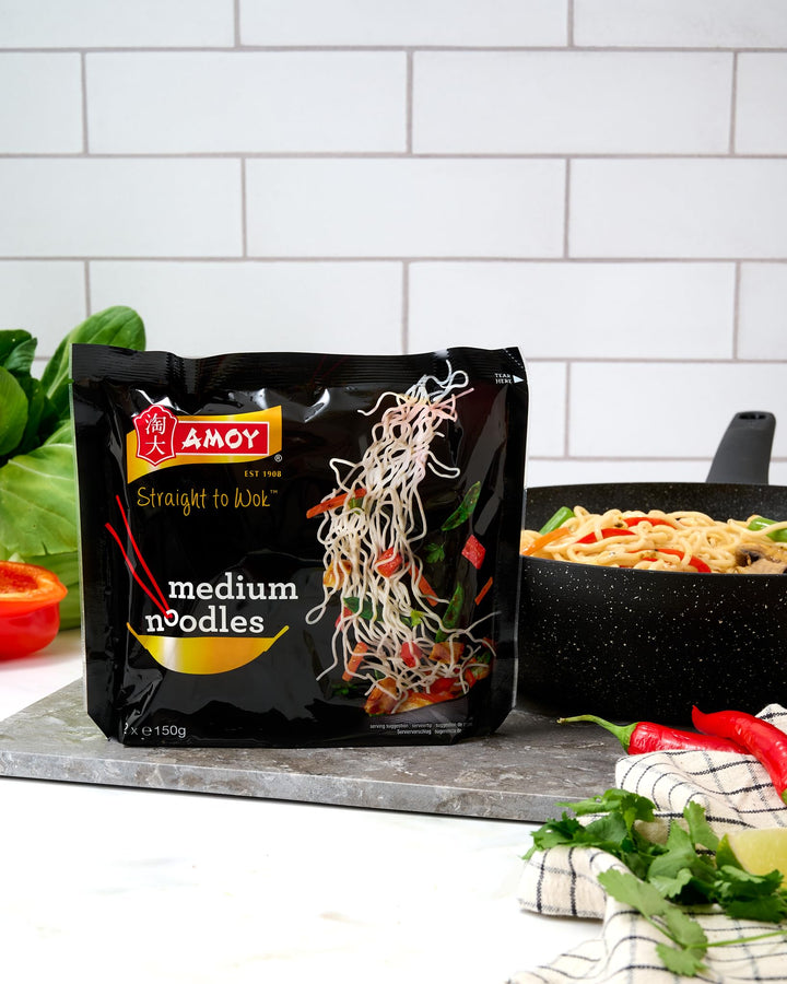 Amoy Straight to Wok Medium Noodles, 2 x 150g