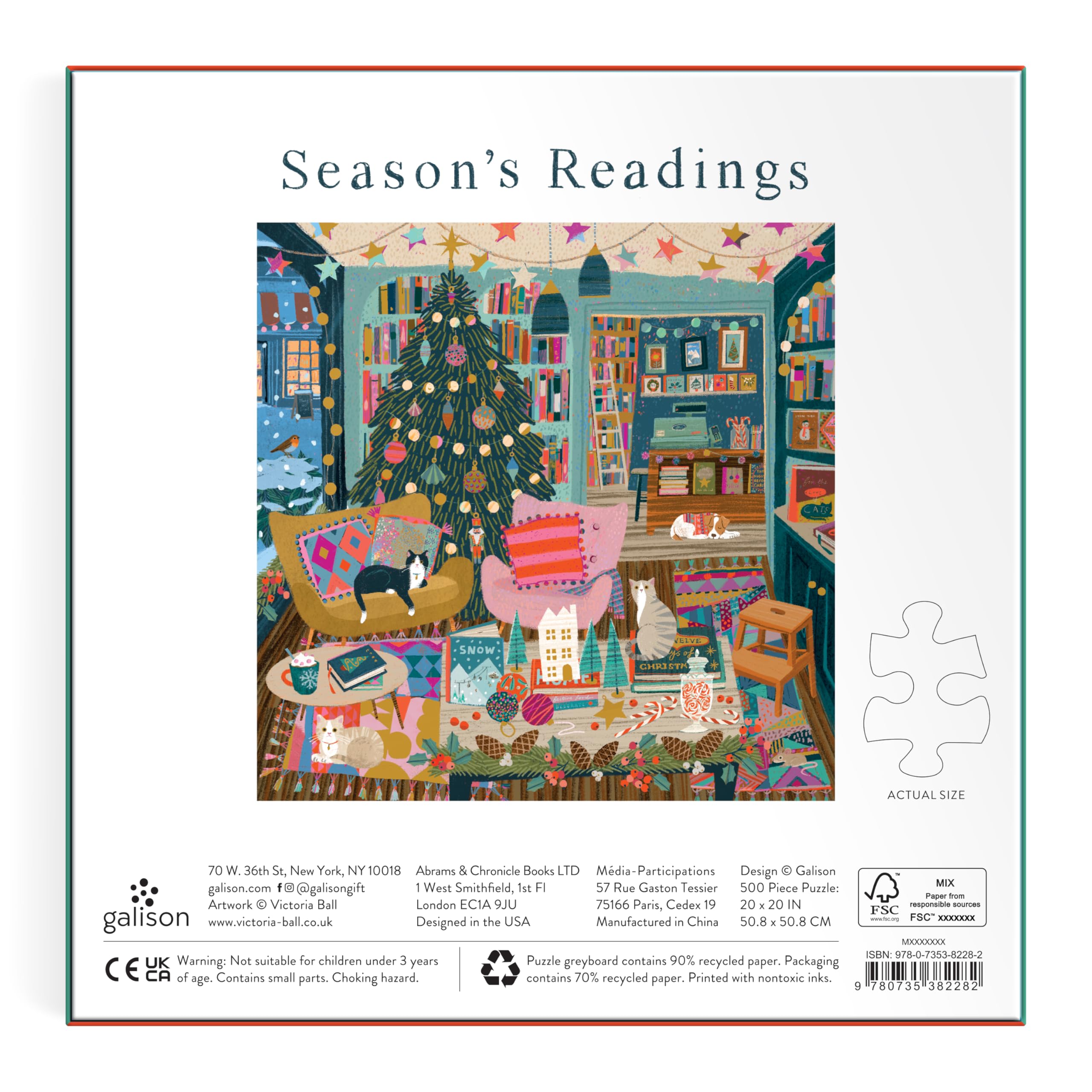 Galison Season's Readings 500 Piece Foil Puzzle - Christmas Bookshop Scene 9
