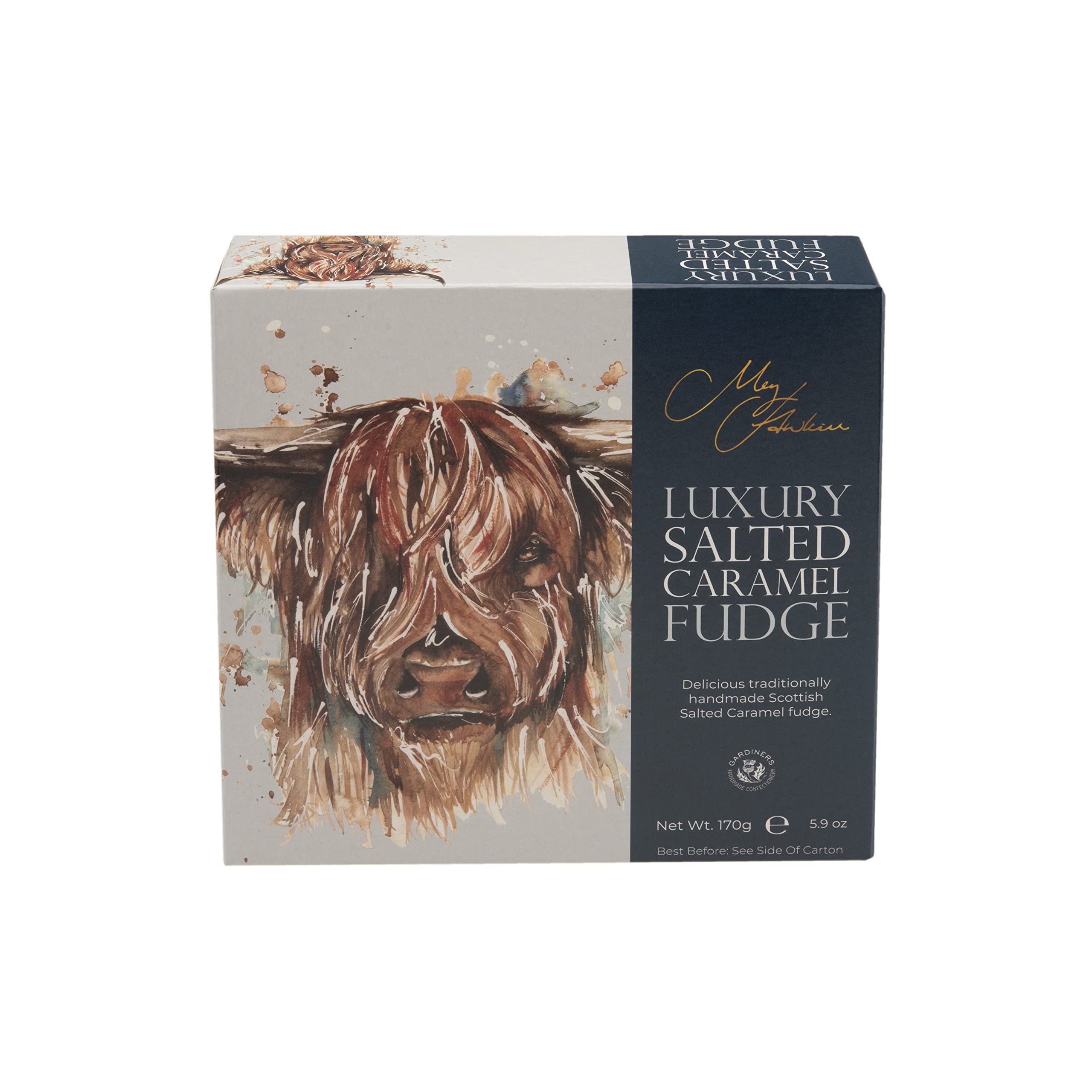 Gardiners of Scotland Highland Cow Salted Caramel Fudge - 170g Handmade Luxury Gift Carton 1