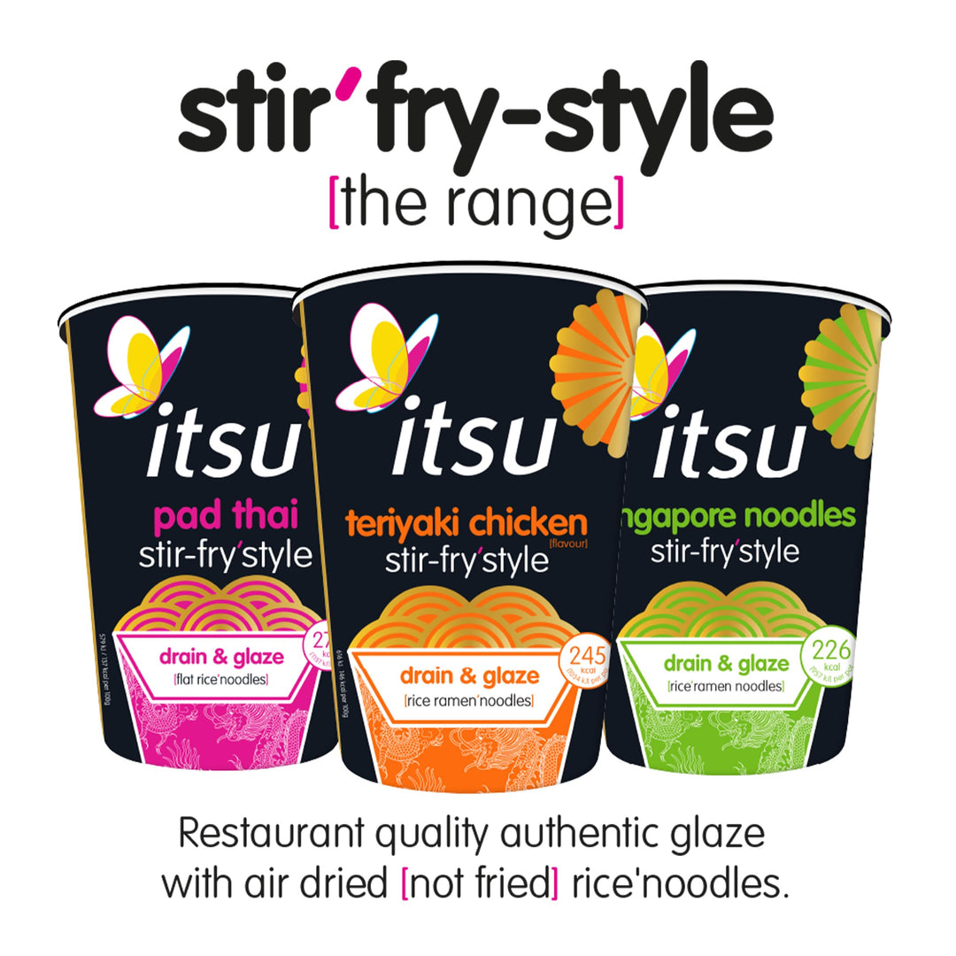 Itsu Pad Thai Stir Fry Style Noodles 83g | Instant Noodles Multipack Pots | Quick-to-Make Snack | Pack of 6