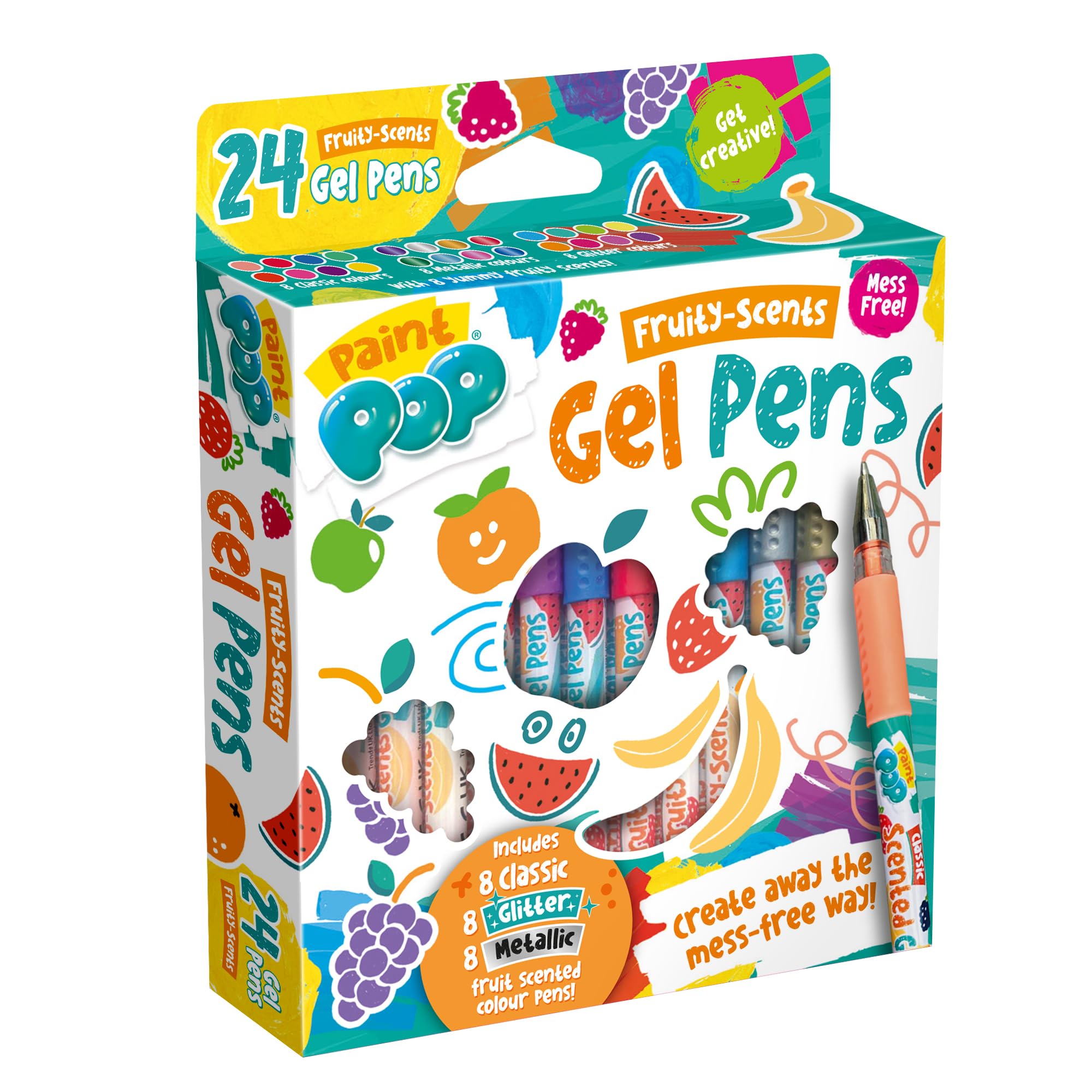 Paint Pop Fruity Scents Gel Pens - 24 Colour Set | Glitter, Metallic & Classic Ink | Kid Safe 1
