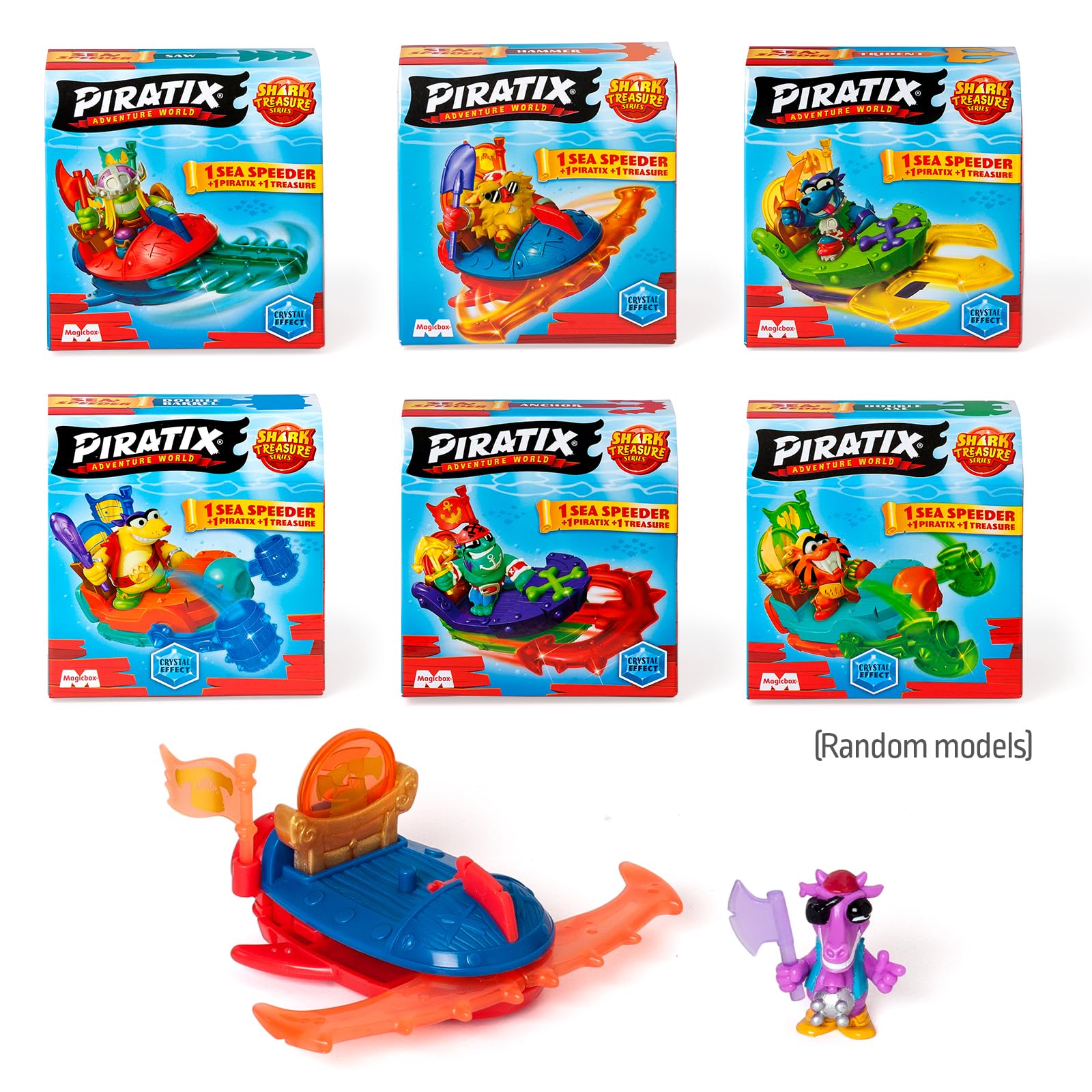 PIRATIX ADVENTURE WORLD Shark Treasure Series Sea Speeder Collectible Boat | Multicolor | Ages 3+