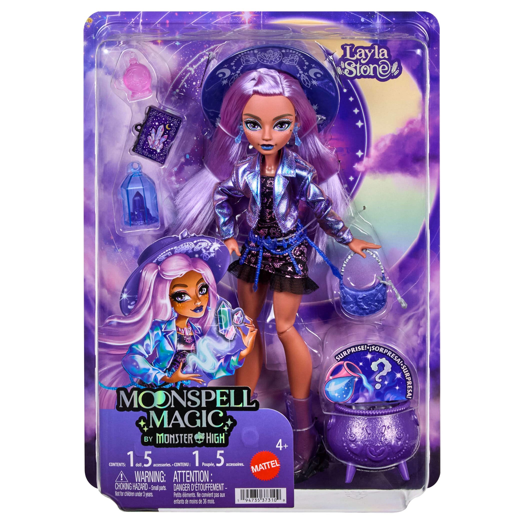 Monster High Doll, Moonspell Magic Layla Stone The Crystal Witch with Cauld 4