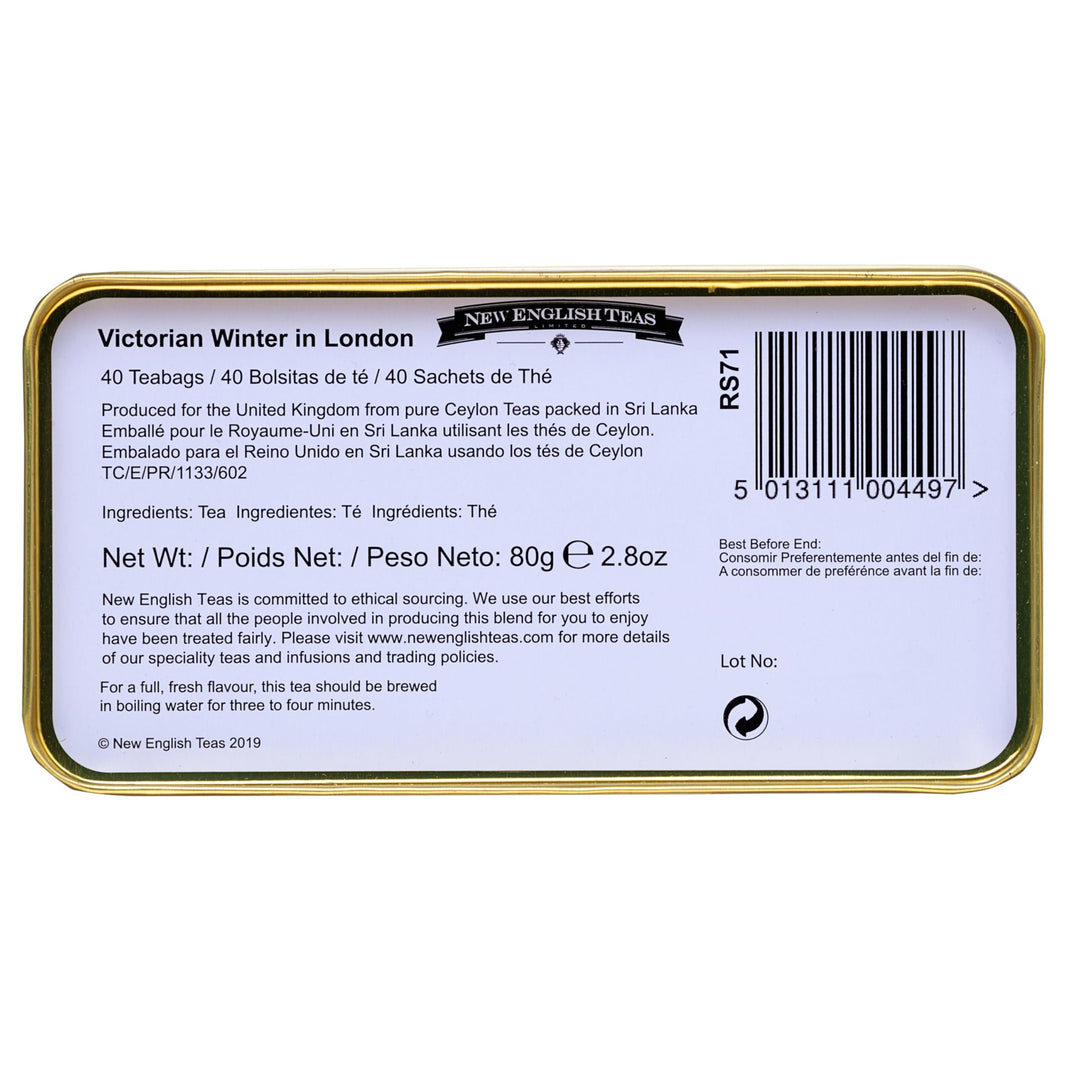 New English Teas Victorian Skaters Christmas Tea Tin - Afternoon Tea Blend, 80g (40 Tea Bags)