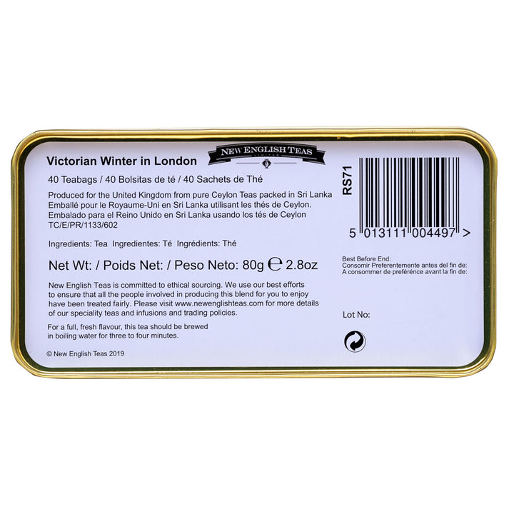 New English Teas Victorian Skaters Christmas Tea Tin - Afternoon Tea Blend, 80g (40 Tea Bags)