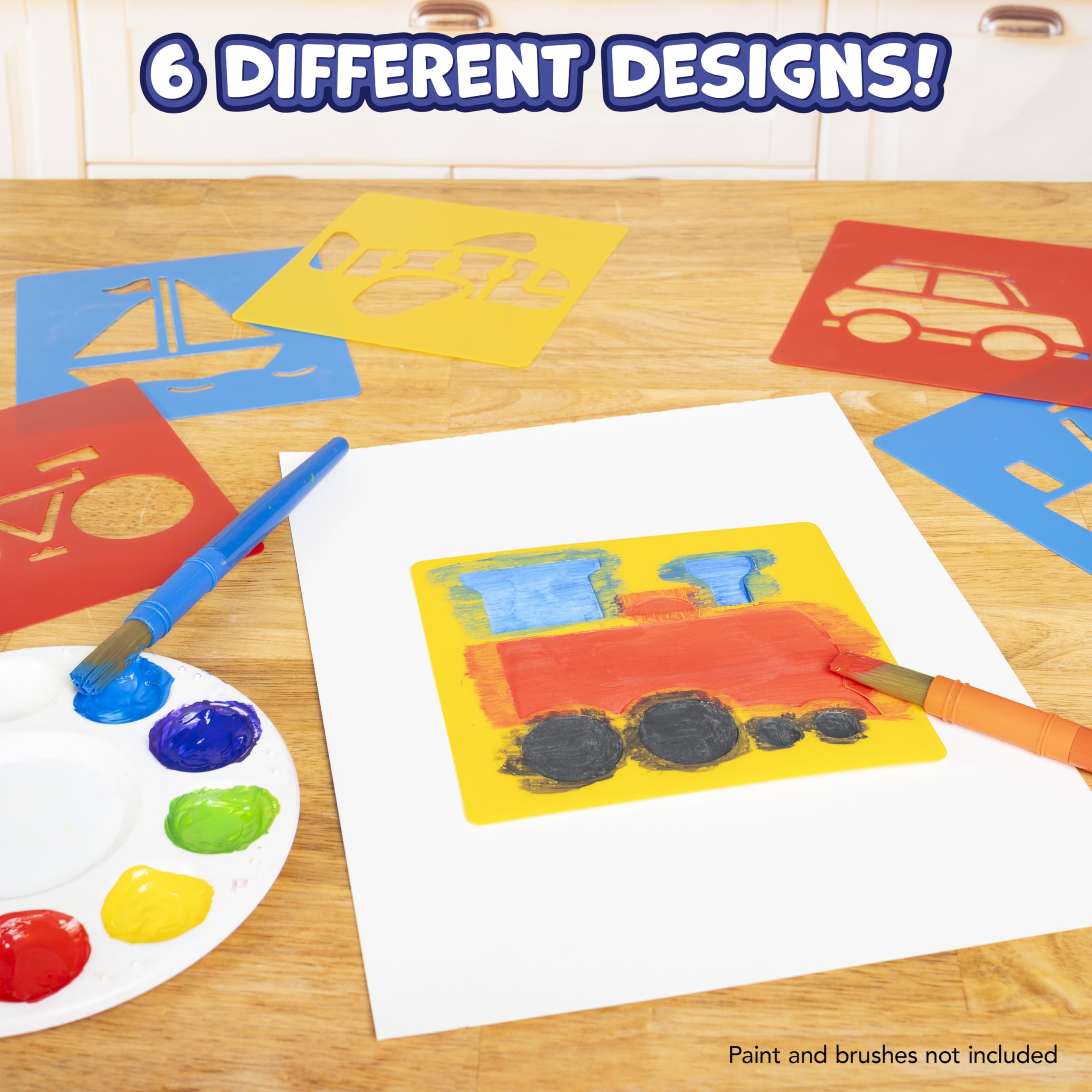 READY 2 LEARN Transportation Plastic Stencils Set of 6 | Washable | 15 cm x 14.5 cm 2
