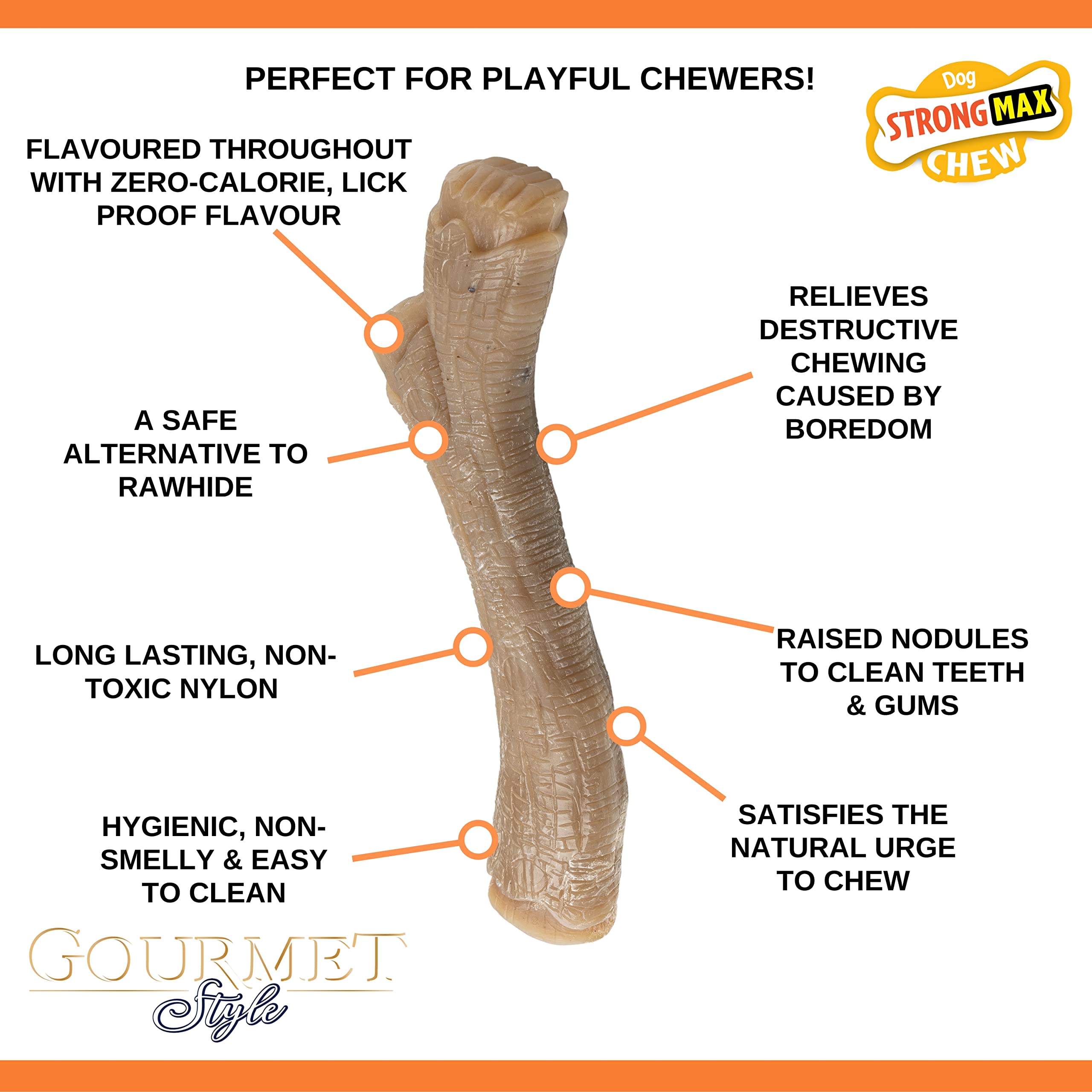 Nylabone Maximum Strength Gourmet Stick Chew Toy - Peanut Butter Flavor | Durable Nylon | Medium Dogs 3