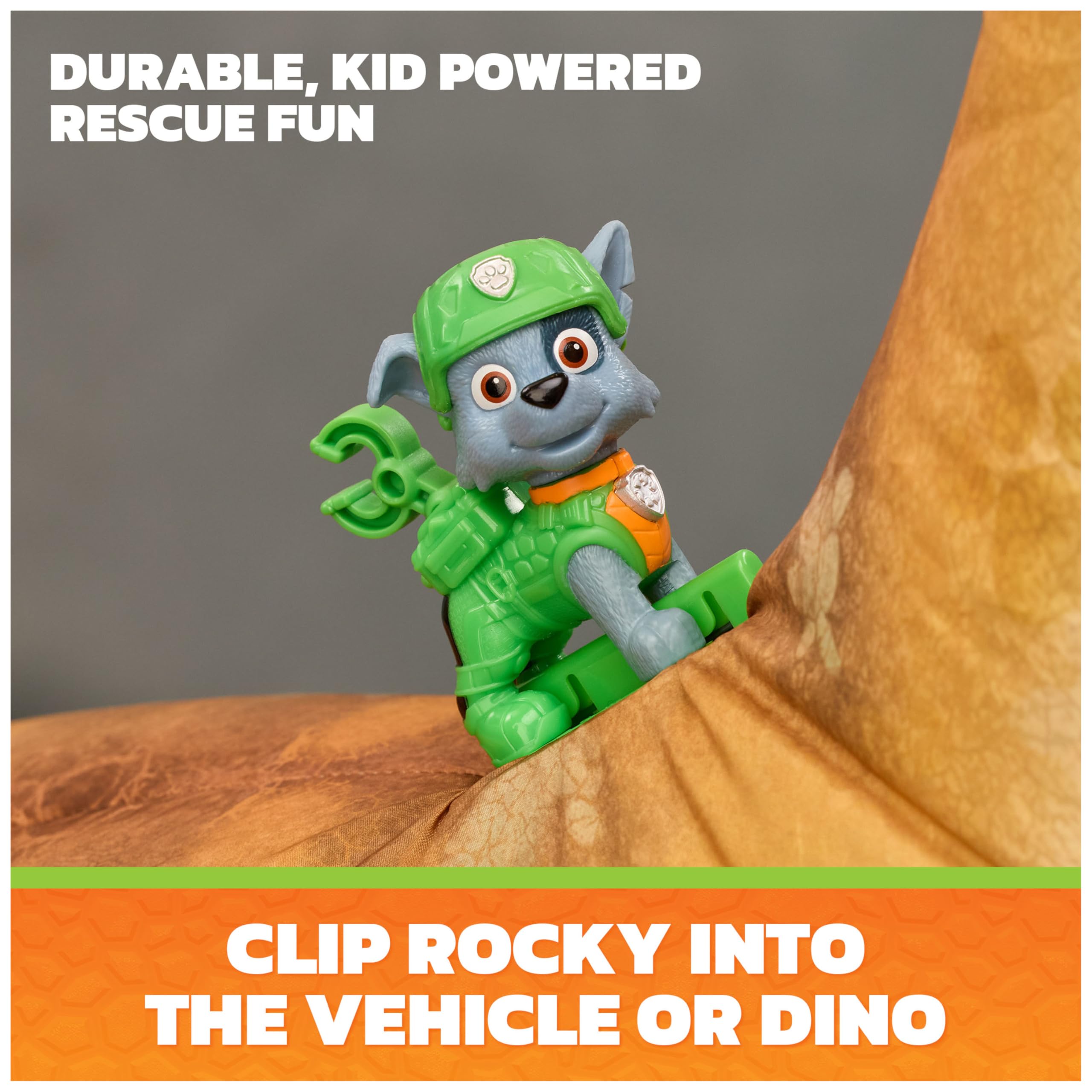 Paw Patrol Megasaurus Dino Vehicle Playset with Inflatable Dinosaur and Rocky Figure | Ages 3+ 5