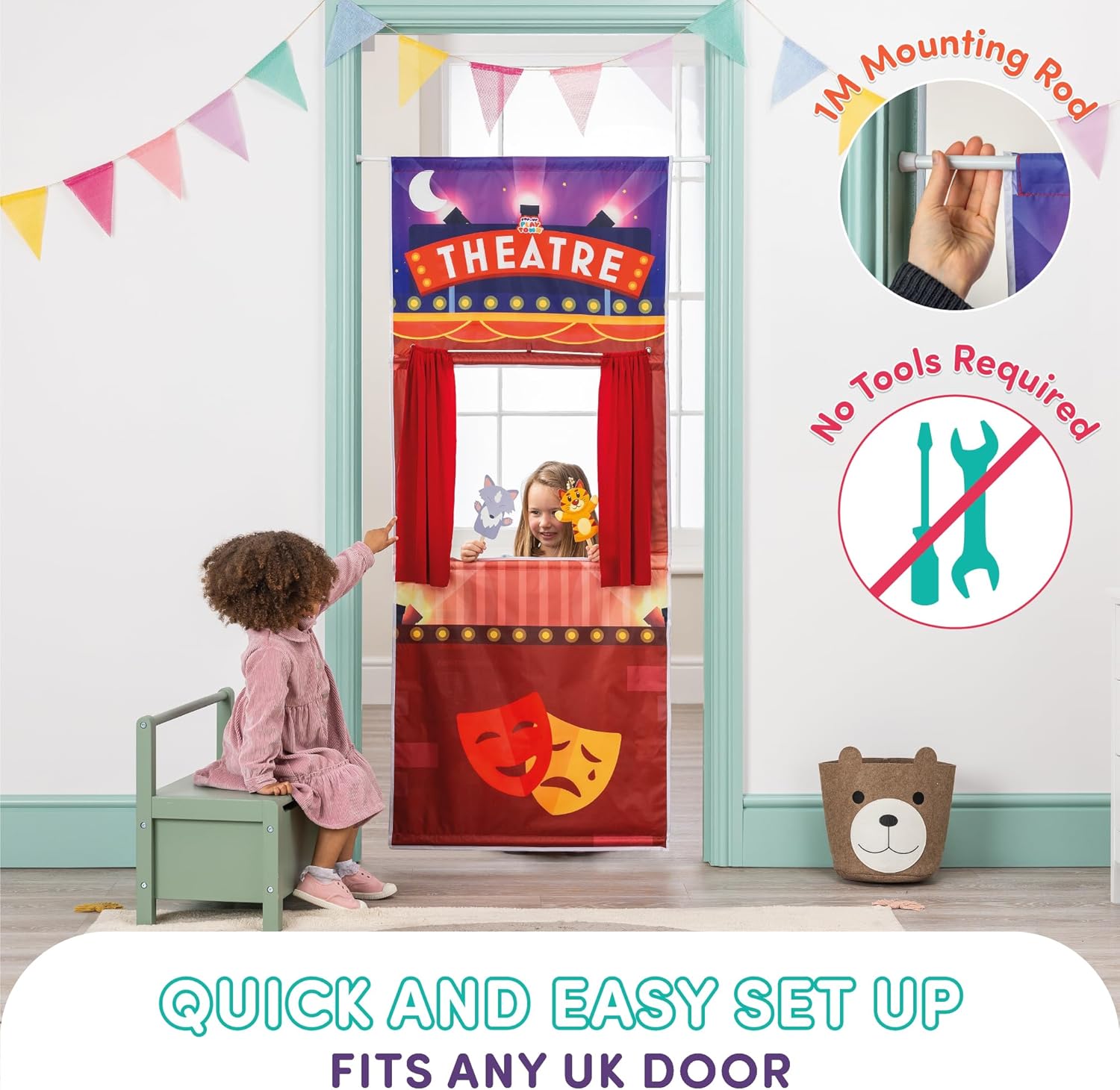 Pop-Up Play Town Puppet Theatre - Doorway Playset for Kids 3-7 Years 4