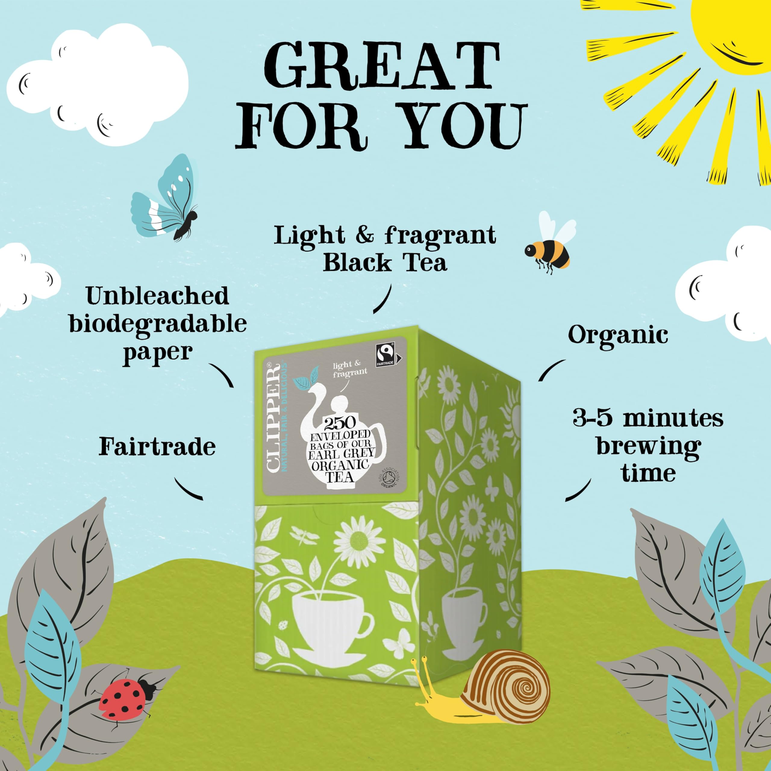 Clipper Organic Earl Grey Tea Bags - Fairtrade & Biodegradable | 250 Count