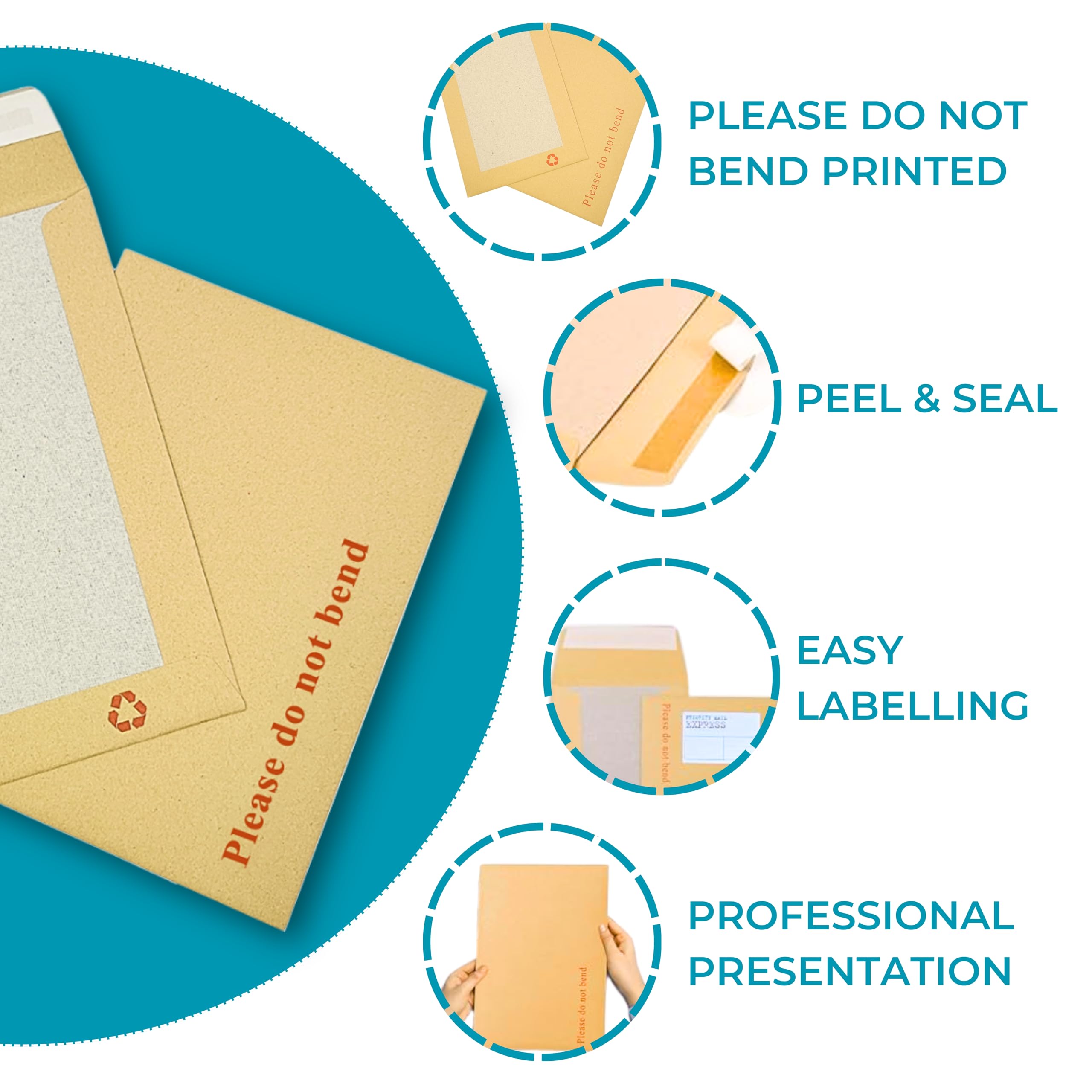 Double Dragon A3 Hard Board Backed Envelopes - 10 Pack, Self-Seal, Manilla, Prevents Bending 2