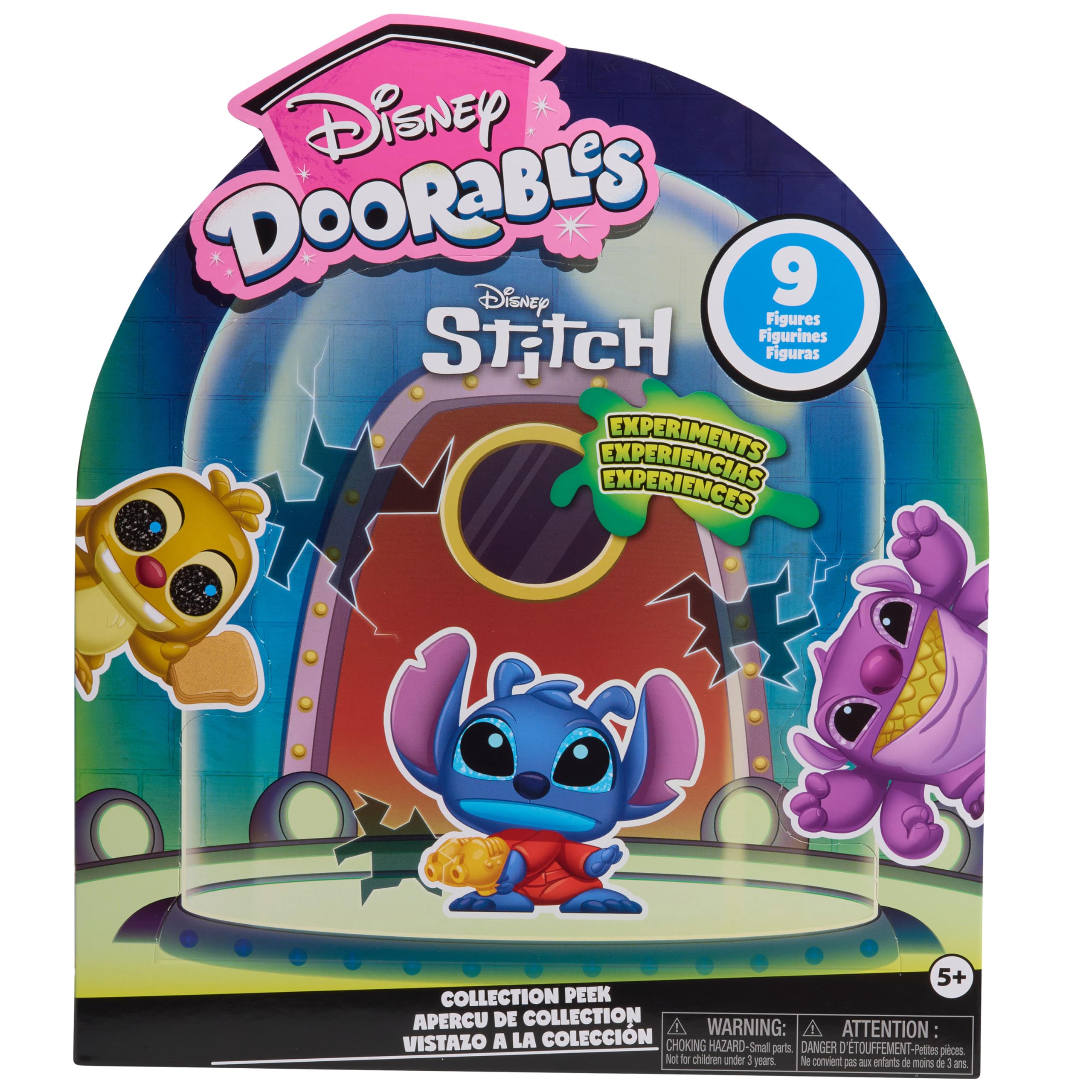 Just Play Disney Doorables Stitch Experiments Collection Peek - 9-Piece Alien Figurine Set 1