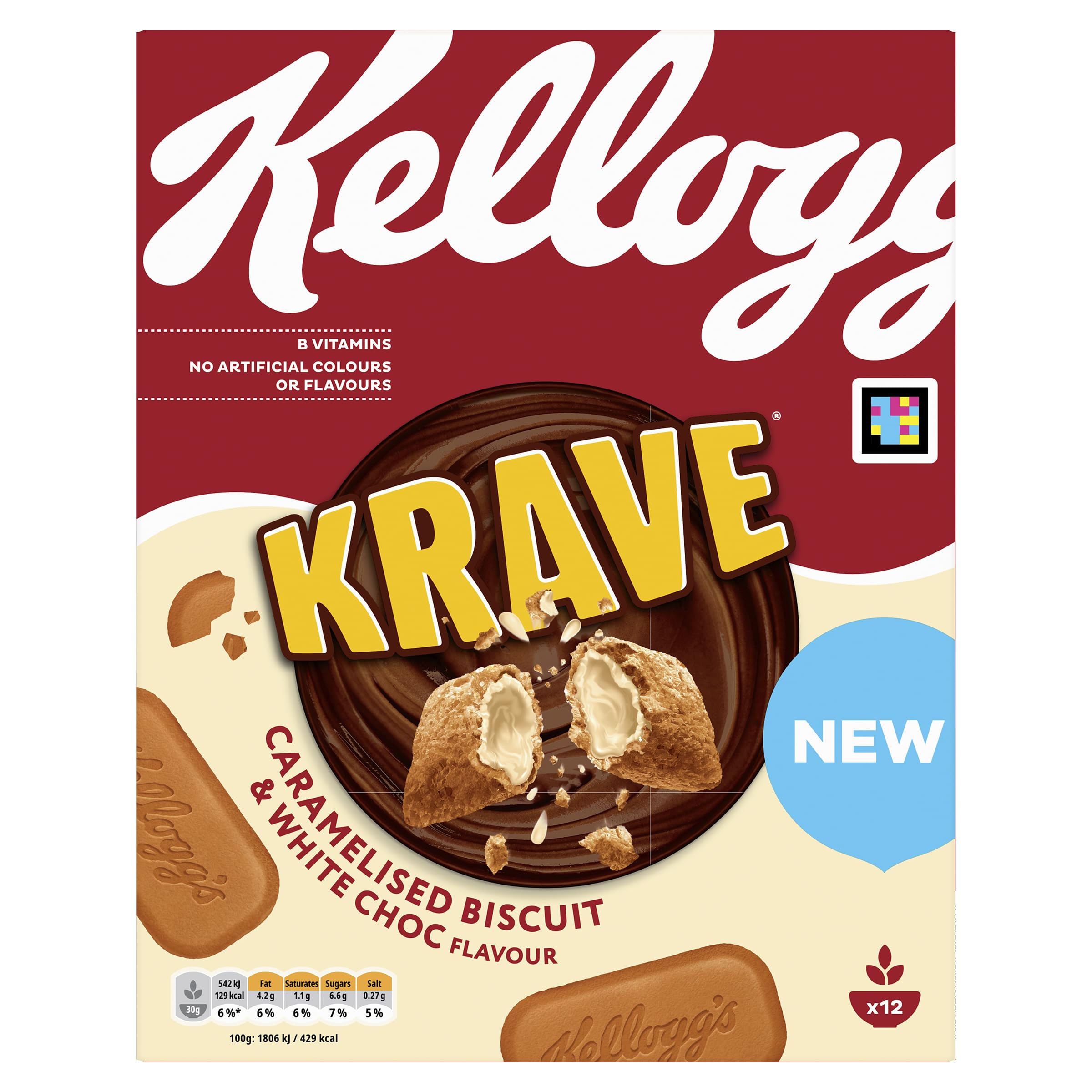 Kellogg's Krave Caramelised Biscuit Cold Cereal - White Chocolate Filling | 375g 1