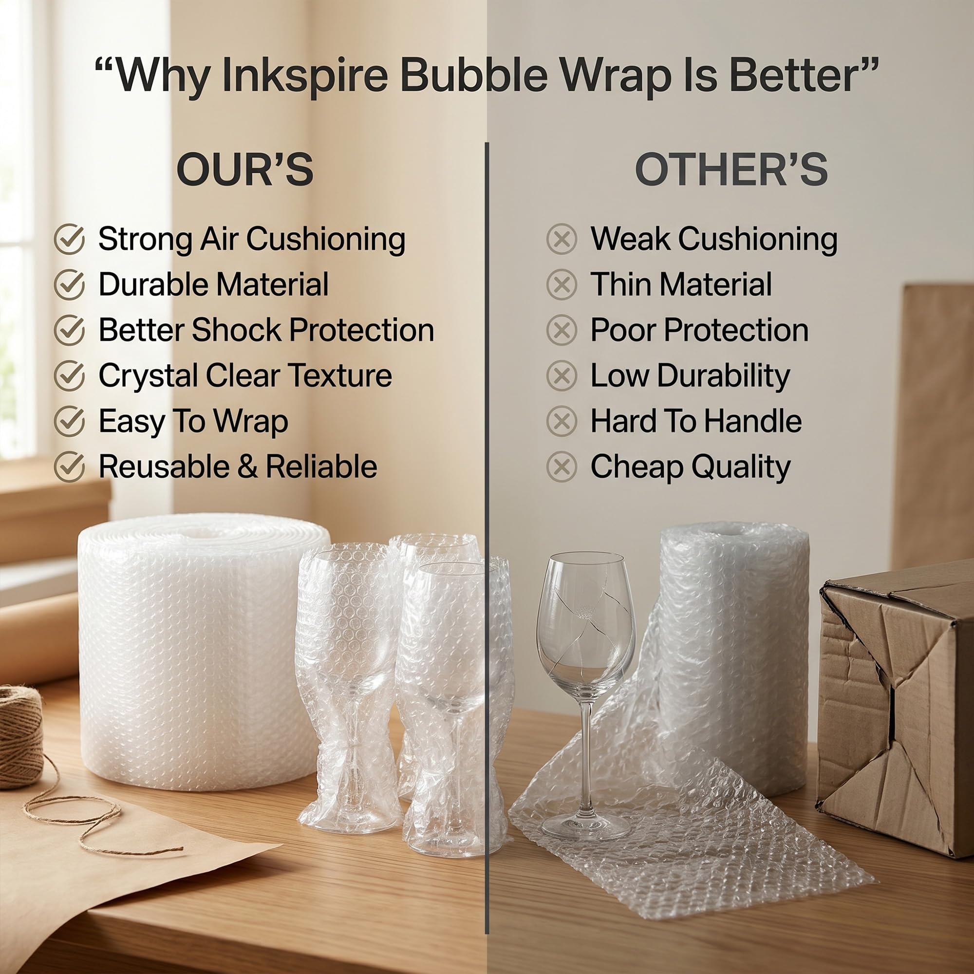 Inkspire Bubble Wrap Roll - 300mm x 50m Small Air Bubbles for Packing & Shipping 8