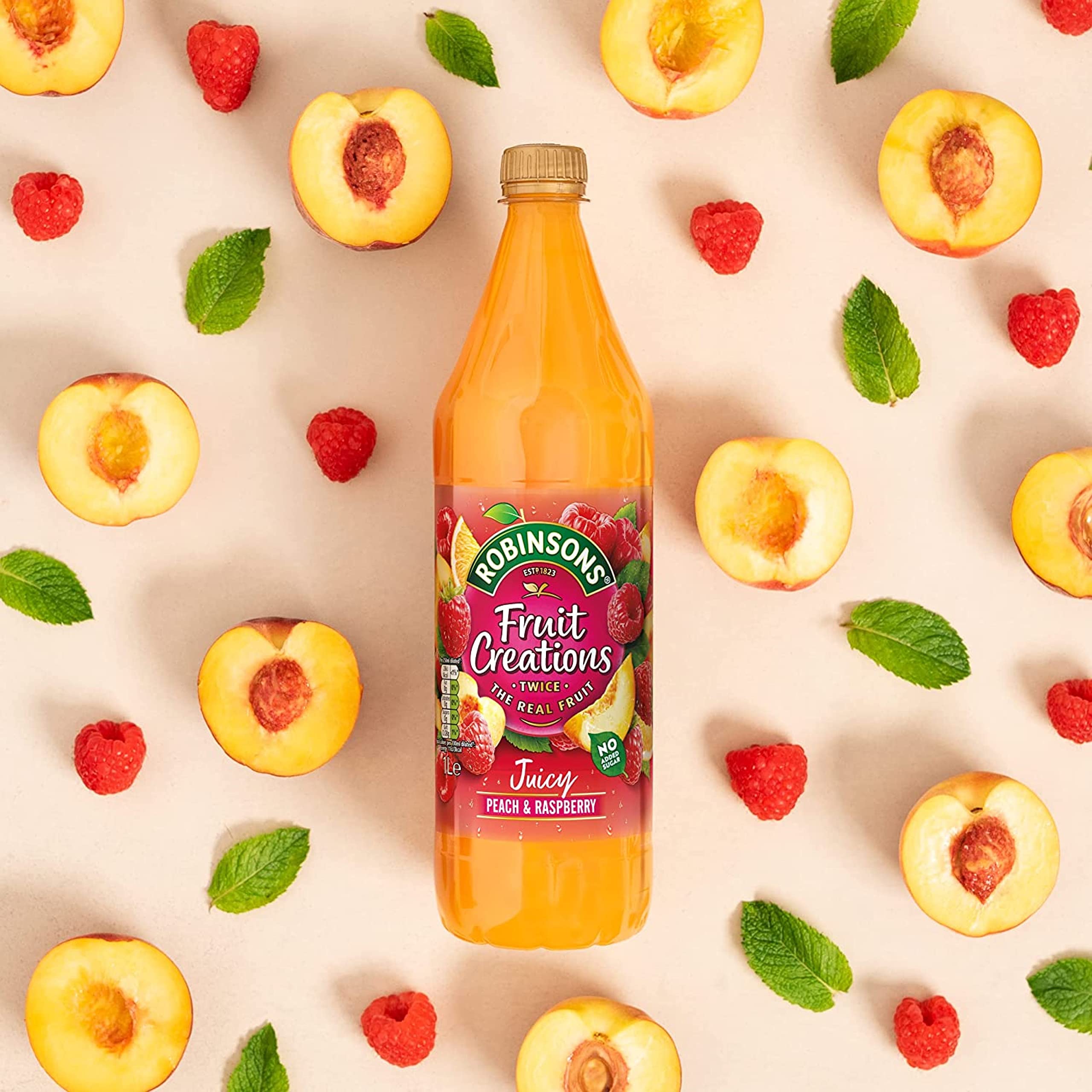 Robinsons Fruit Creations Real Fruit Squash - Low Calorie Peach & Raspberry | 1 L Concentrate 3