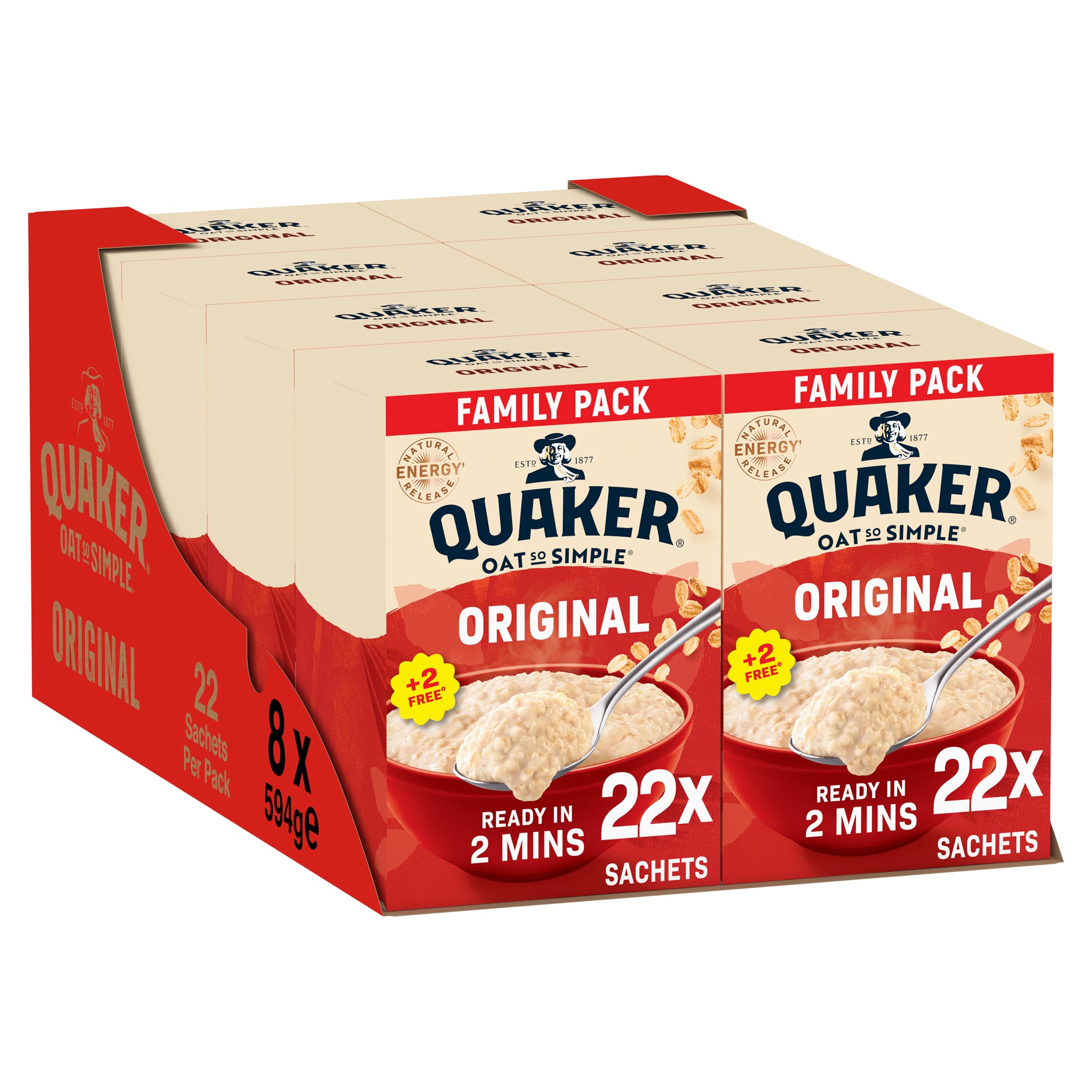 Quaker Original Oat So Simple Family Pack - 100% Whole Grain | Ready in 2 Minutes | 22 Sachets 3