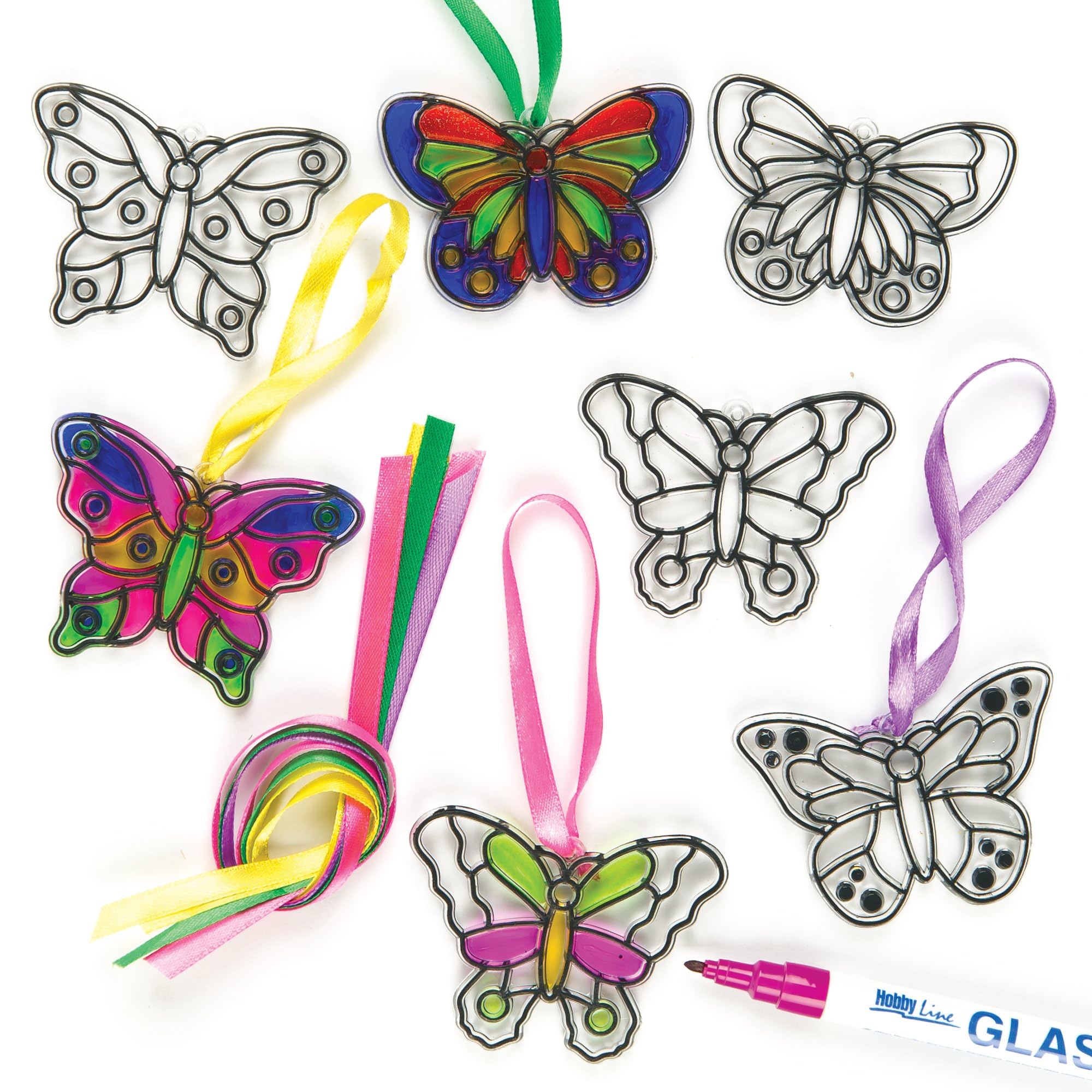 Baker Ross Butterfly Mini Suncatcher Decorations - Pack of 12 Acrylic Templates for Kids Ages 3+ 1