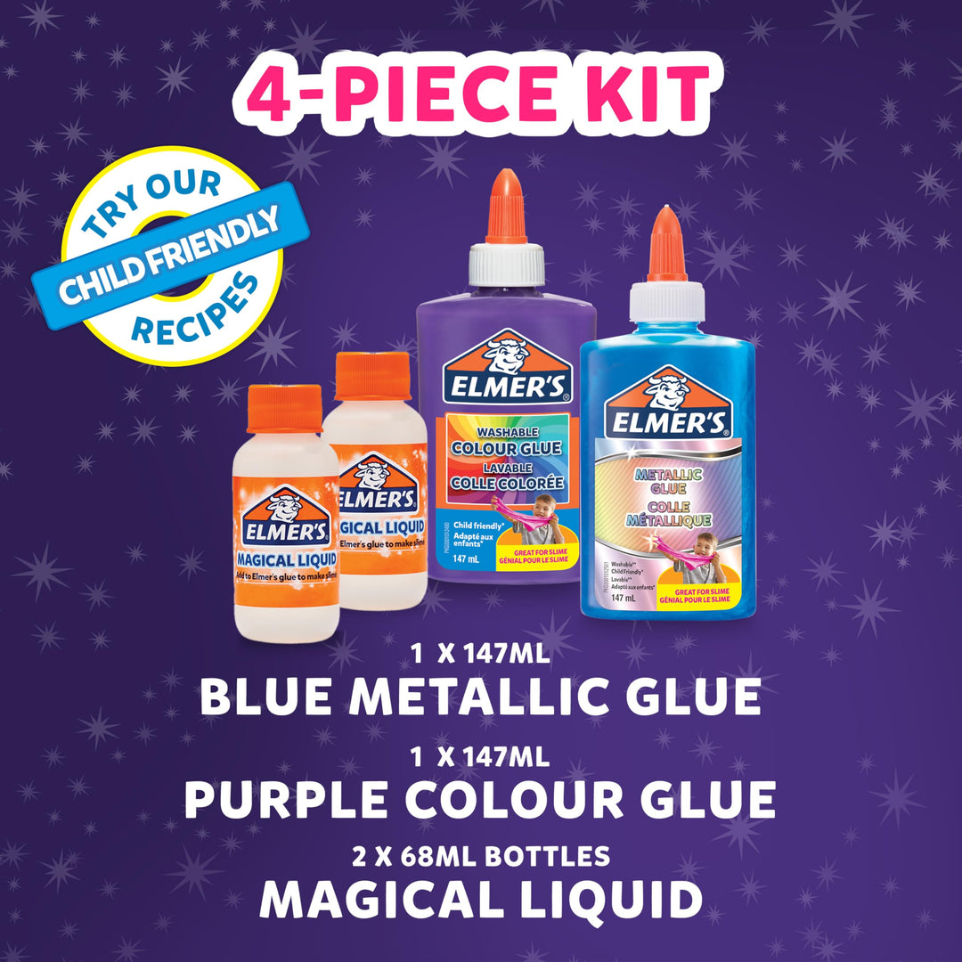 Elmer's Cosmic Shimmer Slime Kit - Metallic Blue & Purple Glue with Magical Liquid Activator