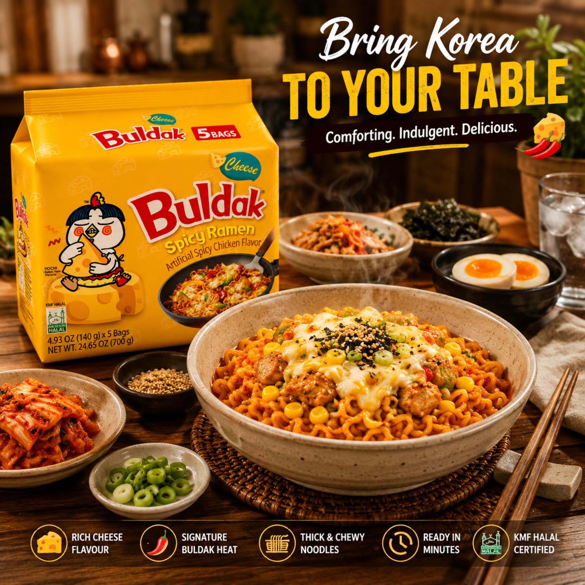 Buldak Noodles Cheese Spicy Chicken Flavor Ramen - 10 Pack 5