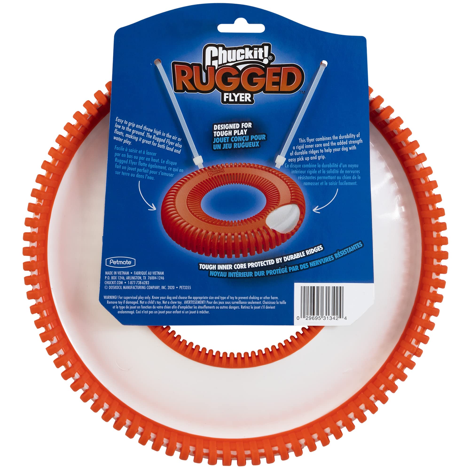 Chuckit! Rugged Flyer Dog Toy - Durable Fetch Toy for Active Dogs | Size L | Floats 4