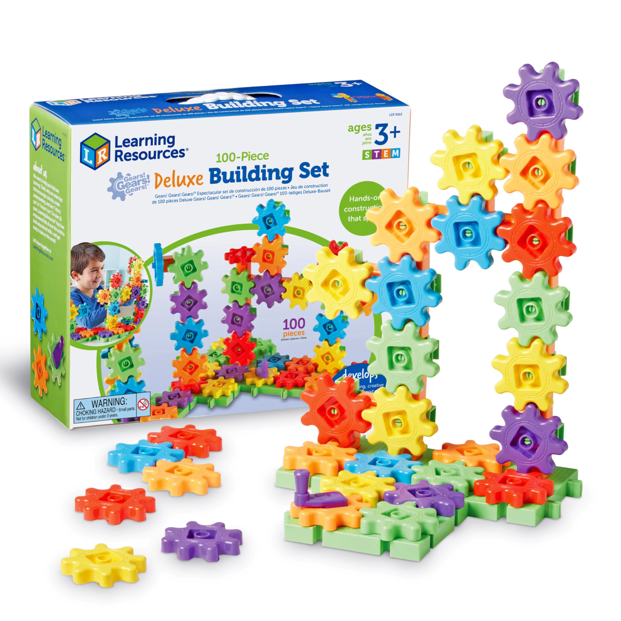 Learning Resources Gears Gears Gears Deluxe Beginners Building Set - 100 Pieces, STEM Toy for Ages 3+ 1