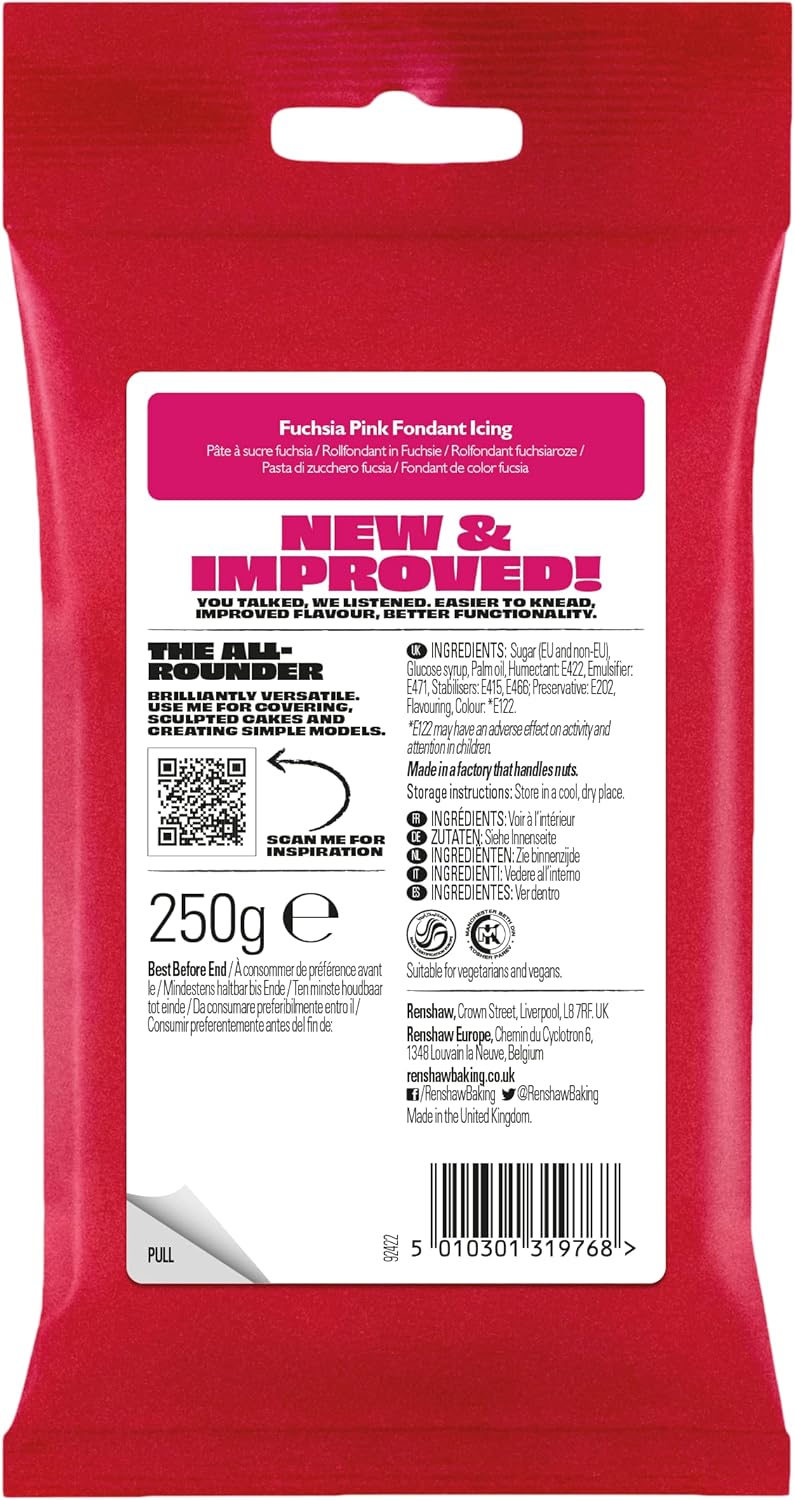 Renshaw - Just Roll With It Fondant Icing Fuschia Pink, 250g 6