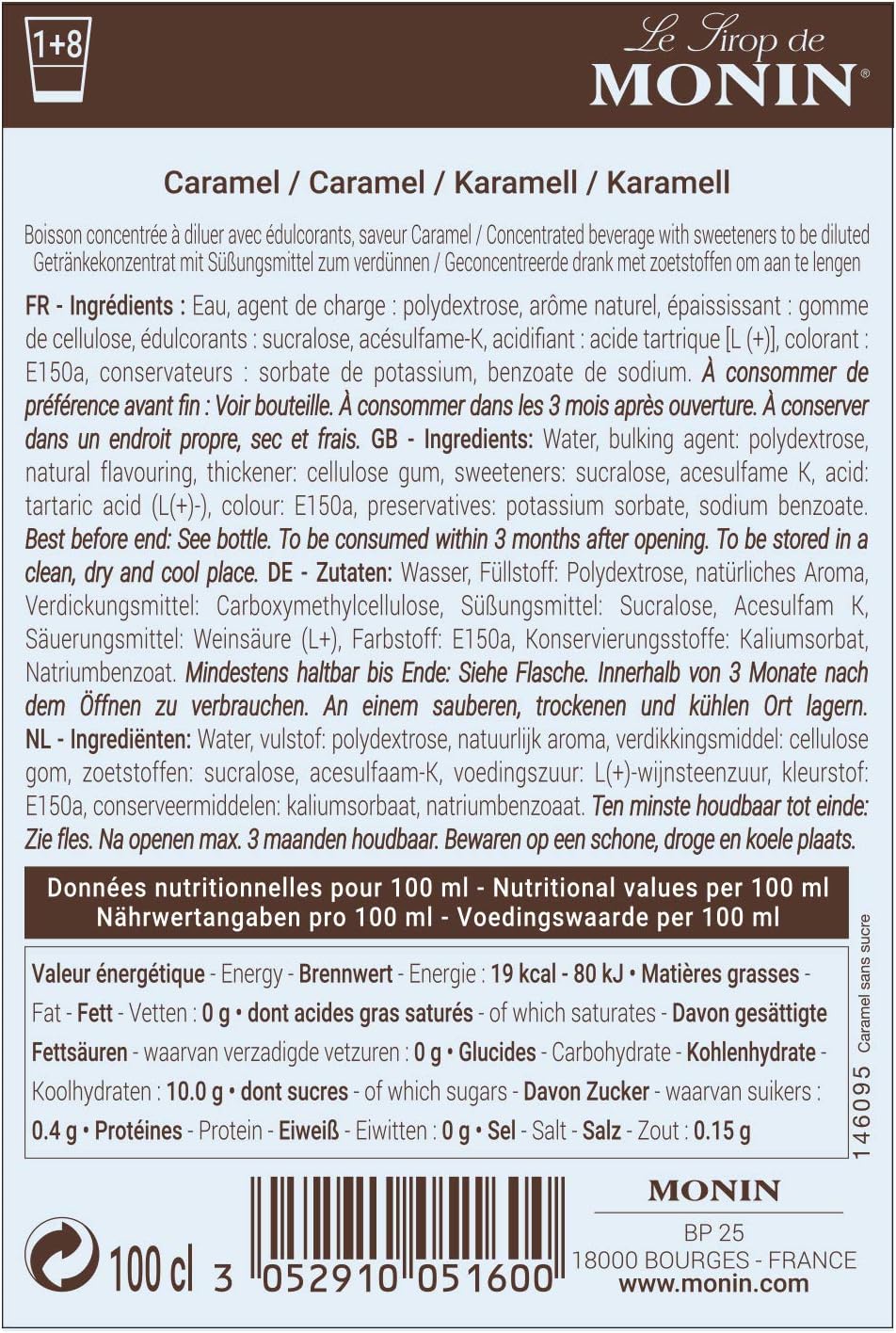 MONIN Premium Zuckerfreier Karamellsirup 1L 5