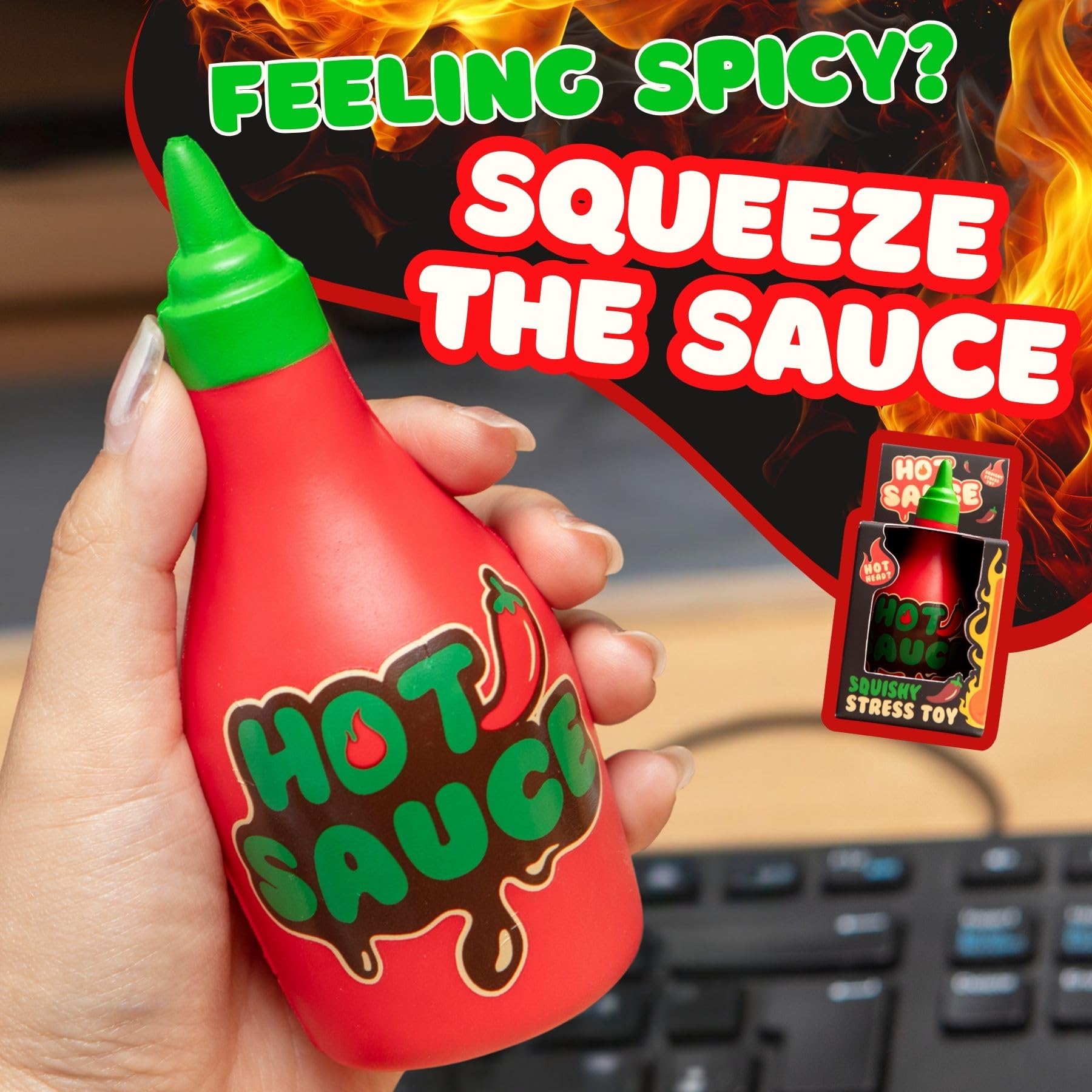 Boxer Gifts Hot Sauce Stress Toy - Squishy Fidget for Anxiety Relief | Red PVC | Unisex Adult 2
