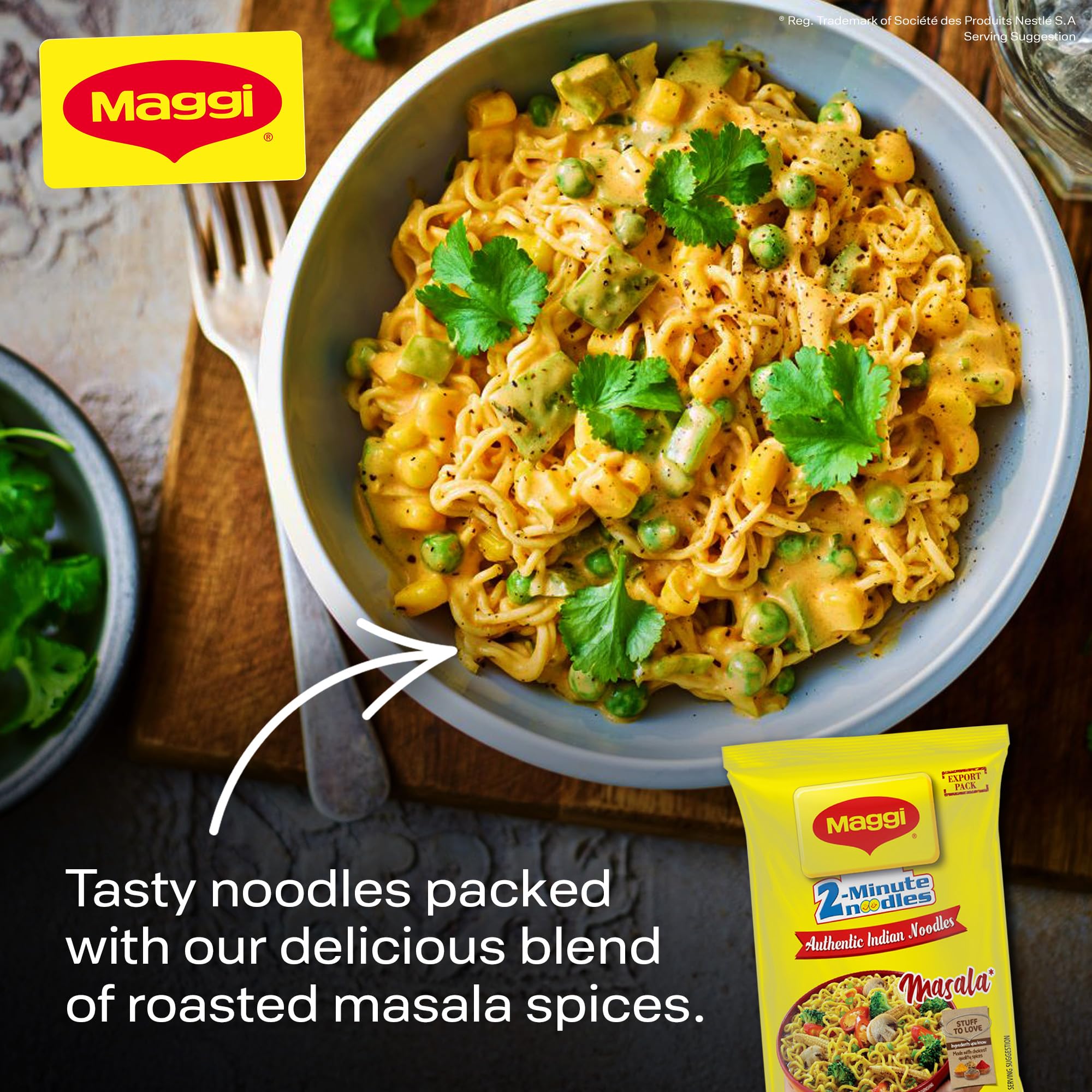 MAGGI 2 Minute Authentic Indian Masala Spicy Instant Noodles - 70g Single Pack 3