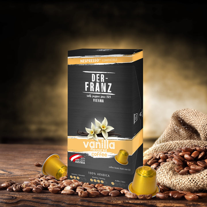 Der-Franz Vanilla Aroma Coffee Capsules, 60 Capsules (6x10) - Nespresso Compatible