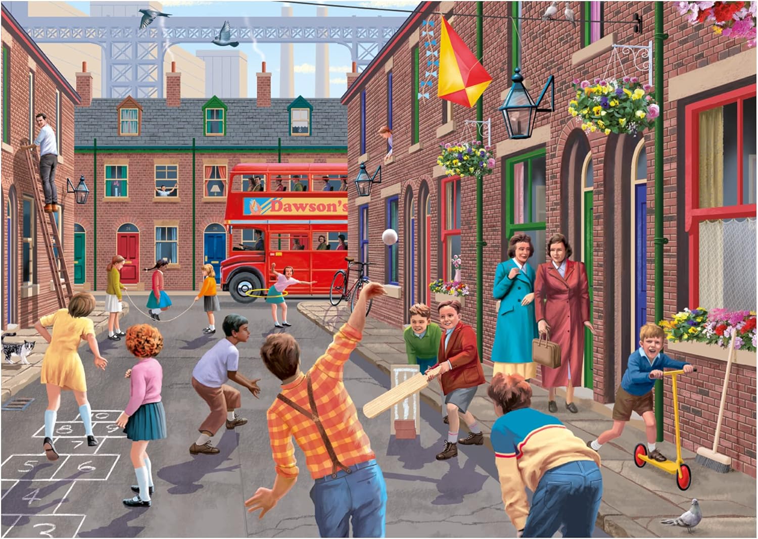 Falcon de luxe Playing in the Street - 2 x 500-Piece Jigsaw Puzzle for Adults 2