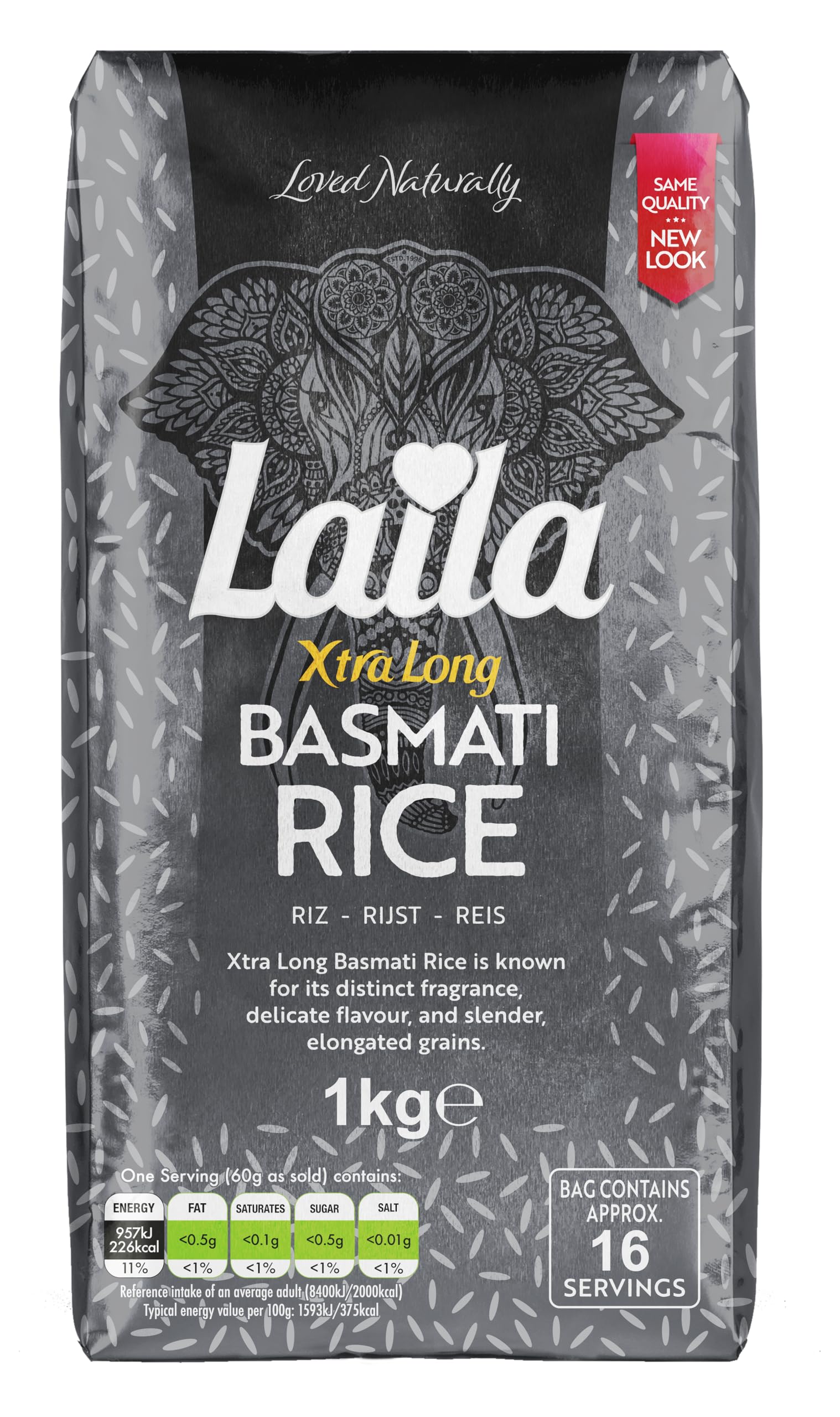 LAILA Extra Long Basmati Rice - 1kg Aged Grain for Fluffy, Aromatic Dishes