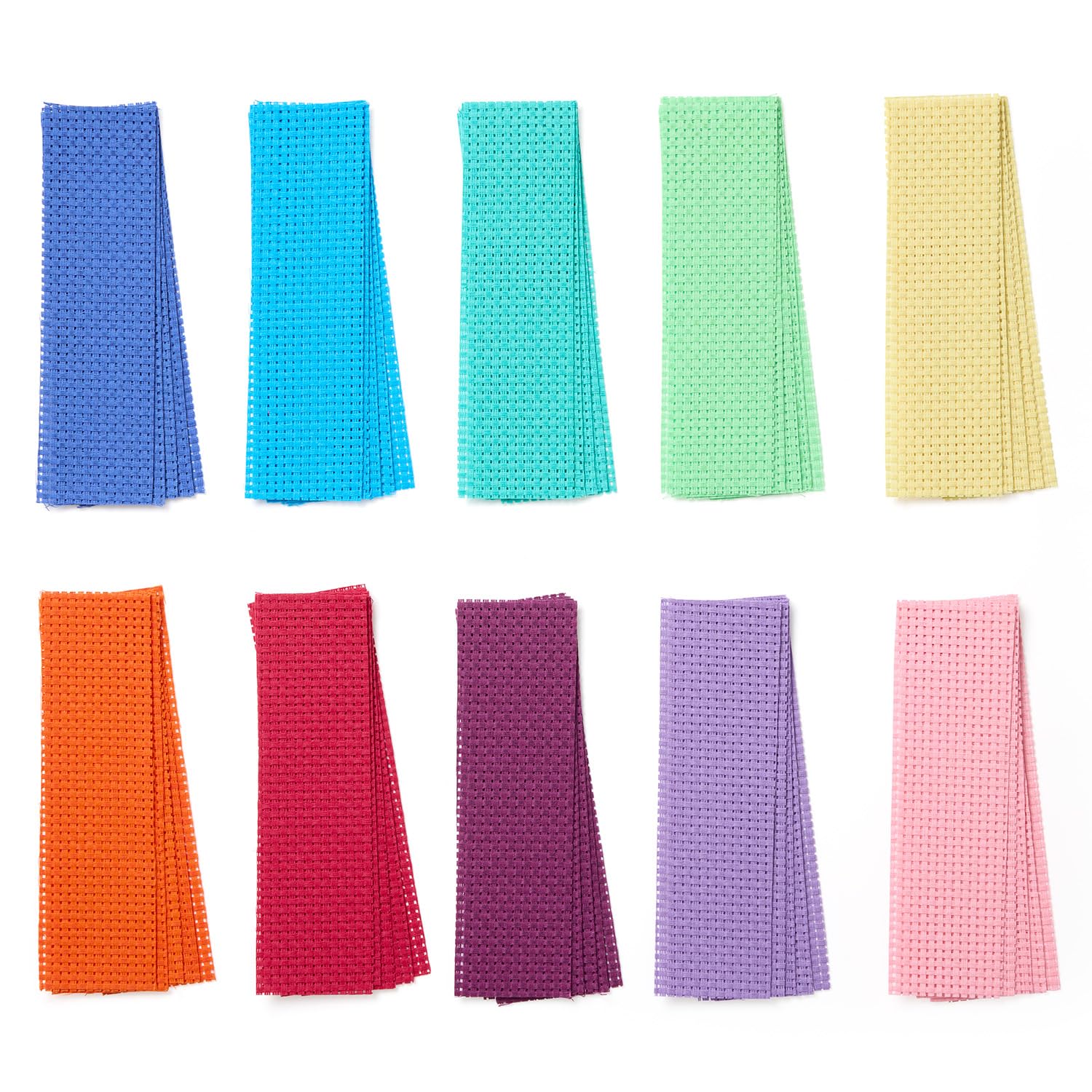 Springboard Supplies Cross Stitch Fabric Bookmarks - 50 Pack Binca Mesh for Sewing | 100% Cotton | Assorted Colors 1