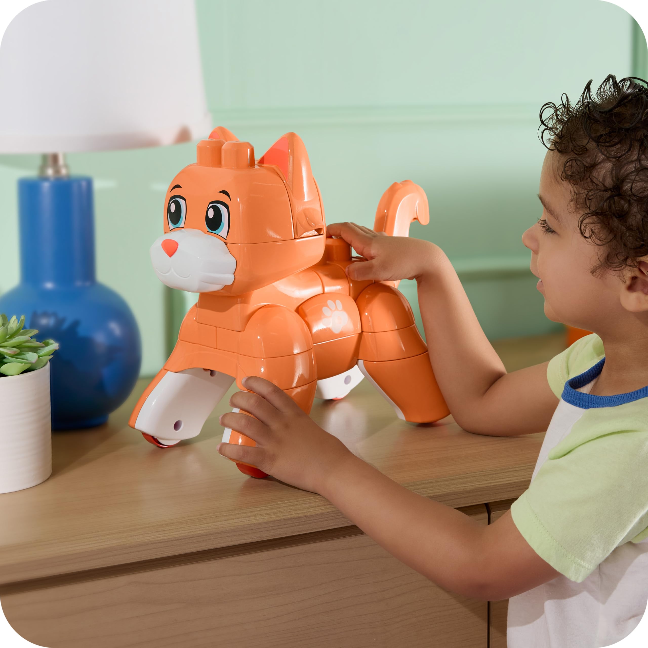 Mega Bloks Rolling Kitten Building Block Toy - 3-in-1 Play, Ages 3+ 6
